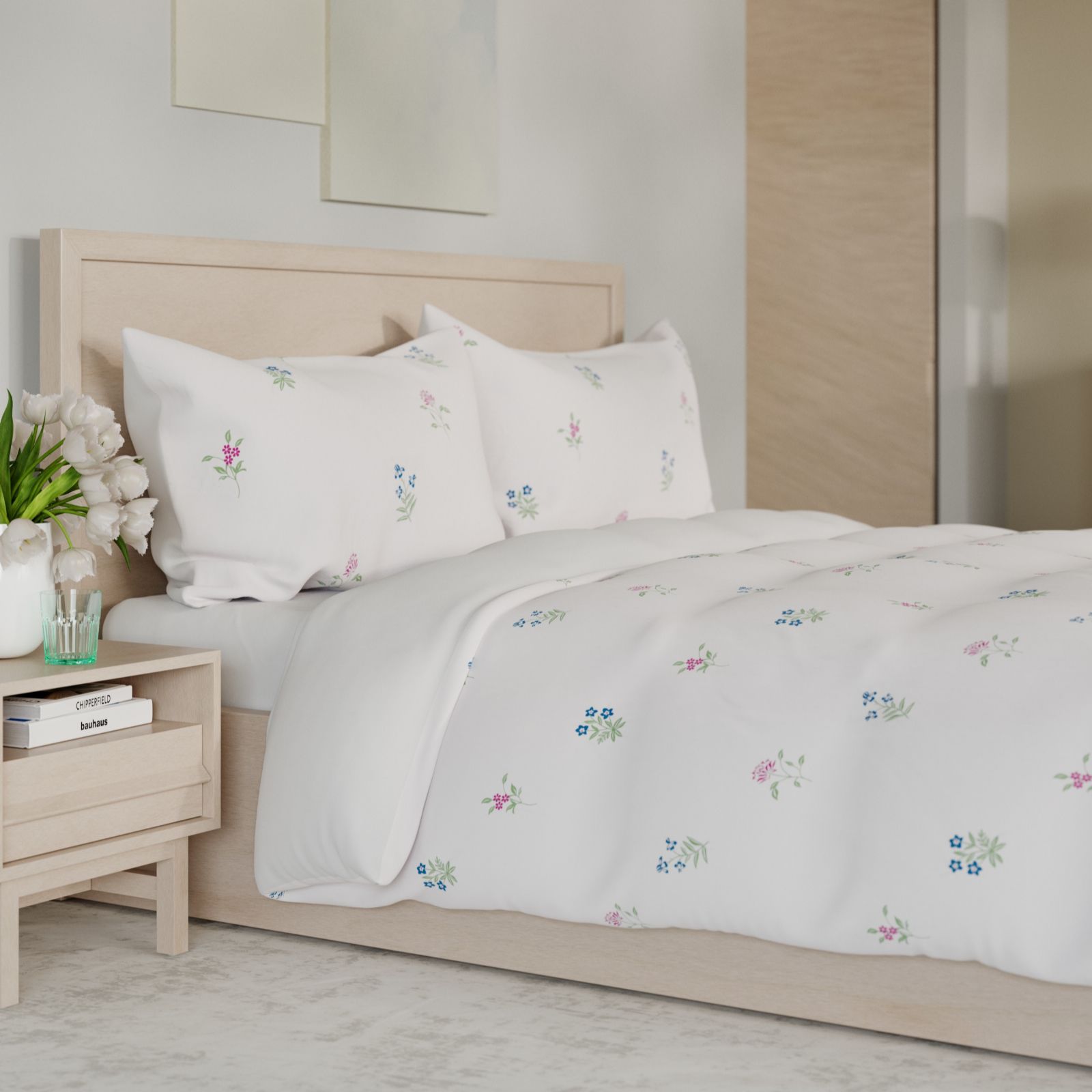 Supersoft by Cozee Home Floral Embroidery 3 Piece Duvet Set