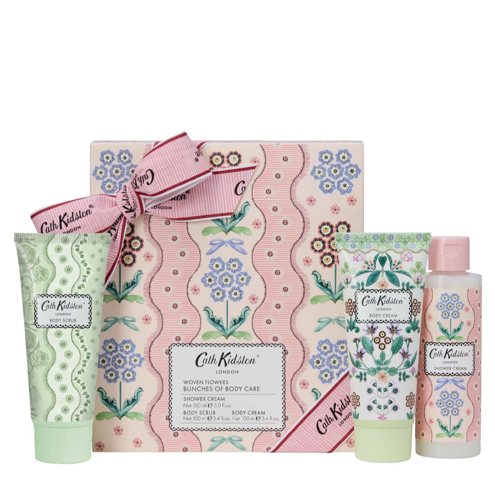 Cath Kidston Woven Flowers Body Wash, Cream And Scrub Set