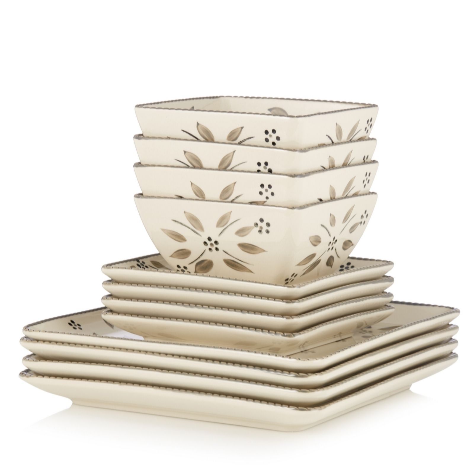 Outlet Temptations Square 12 Piece Dinnerware Set QVC UK