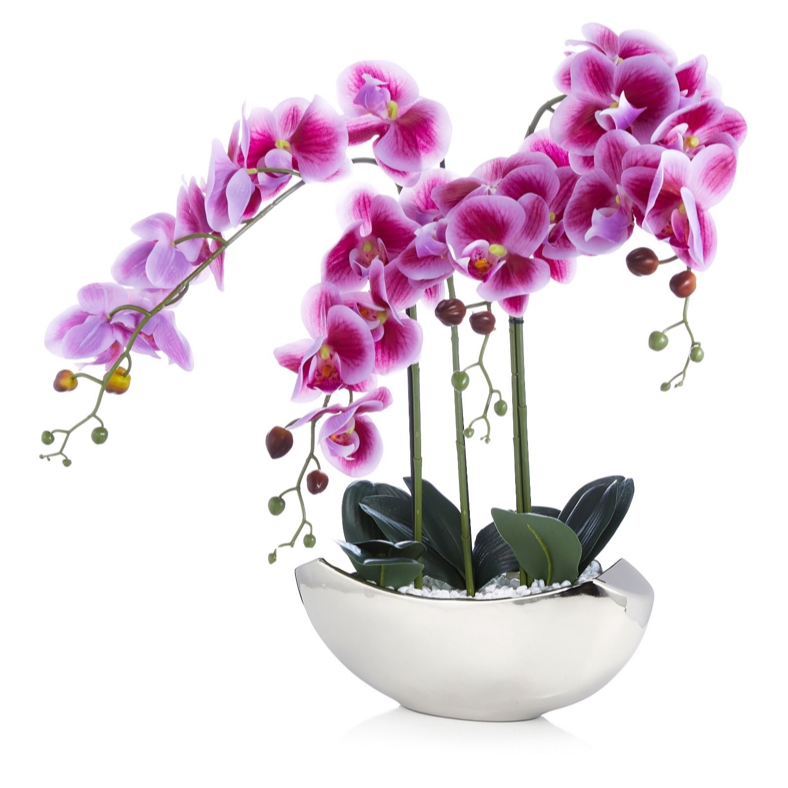 Outlet JM by Julien Real Touch Faux Orchid in Ceramic Metallic Vessel
