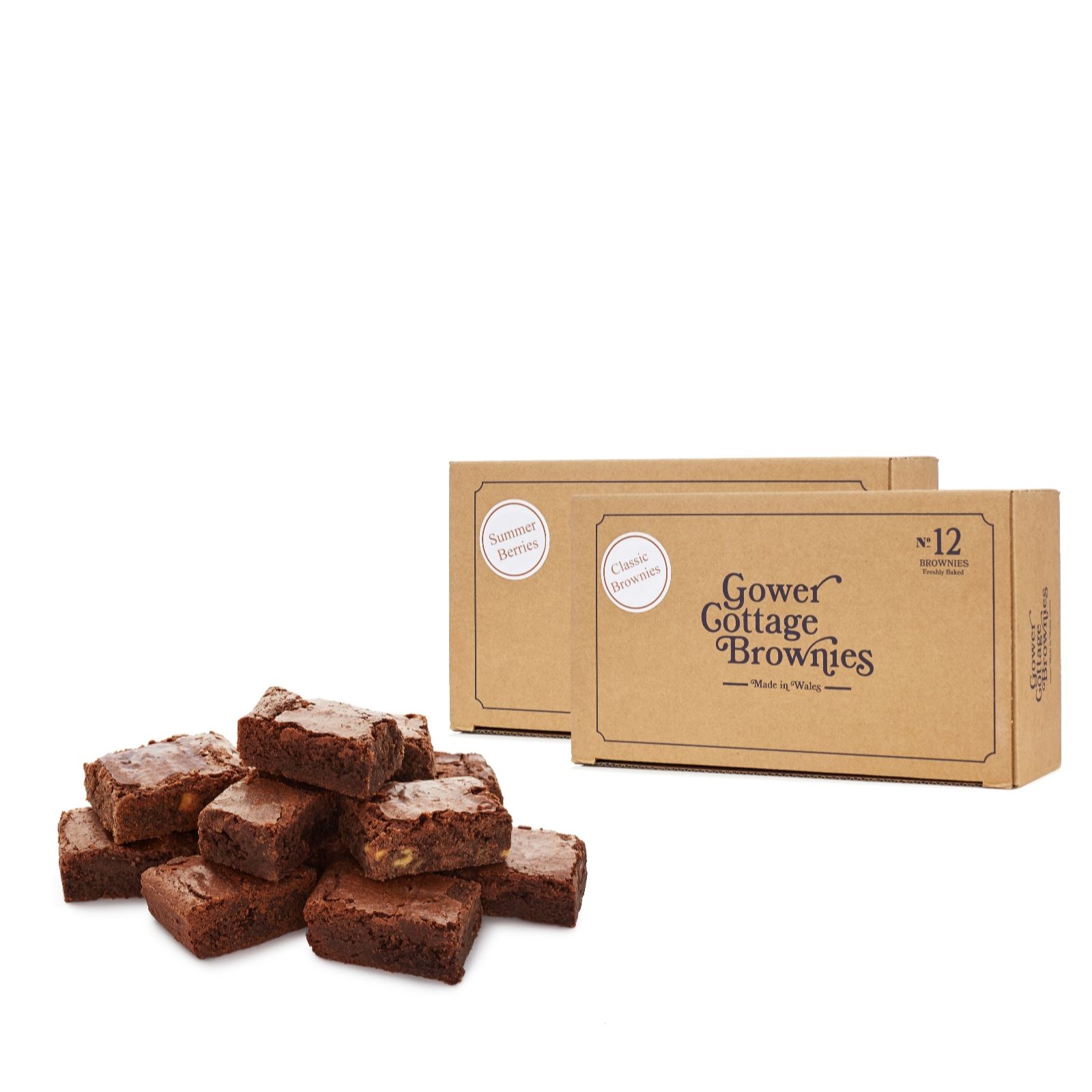 Gower Cottage 24 Handmade Chocolate & Summer Berries Brownie Selection