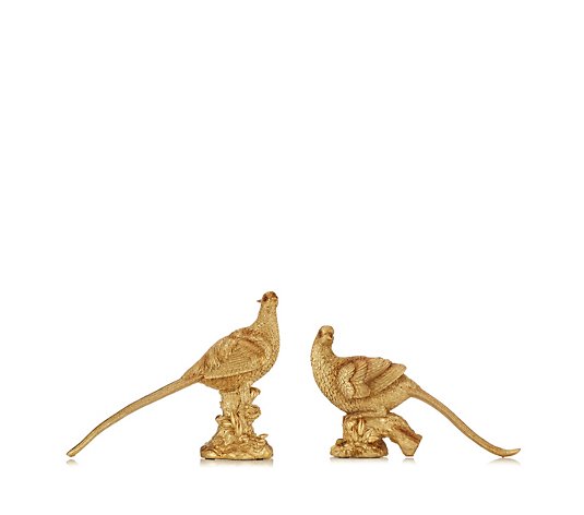 Alison Cork Set of 2 Decorative Gold Pheasants