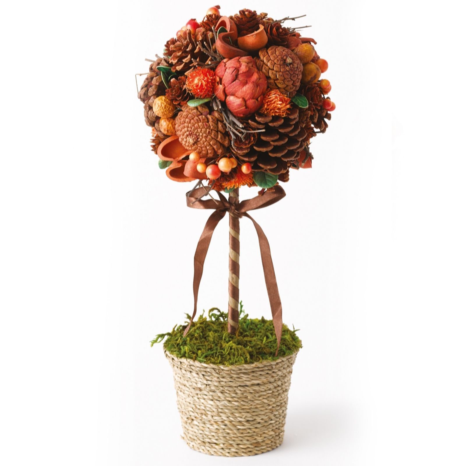 Bloom Faux Flowers Autumn Topiary Ball QVC UK