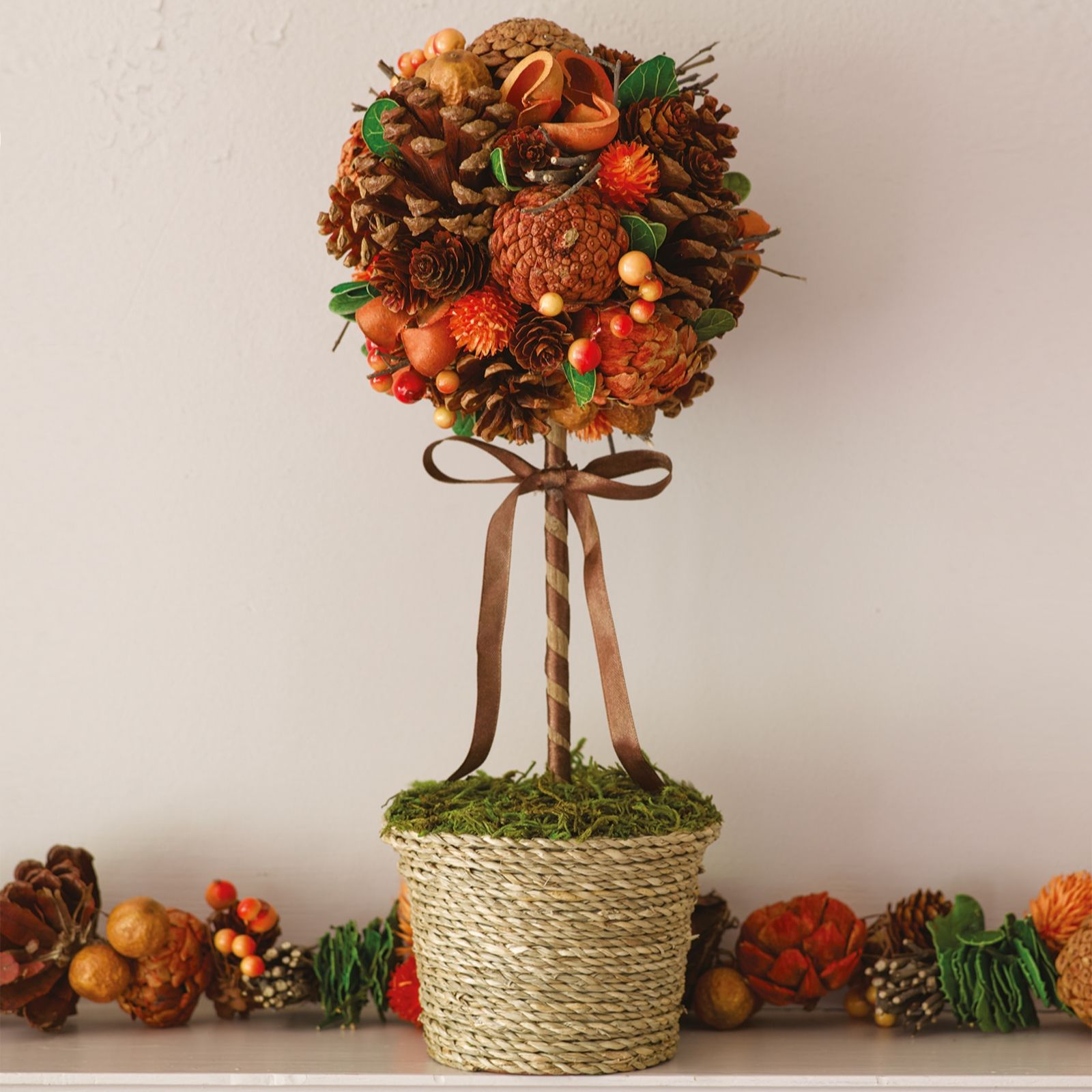 Bloom Faux Flowers Autumn Topiary Ball QVC UK