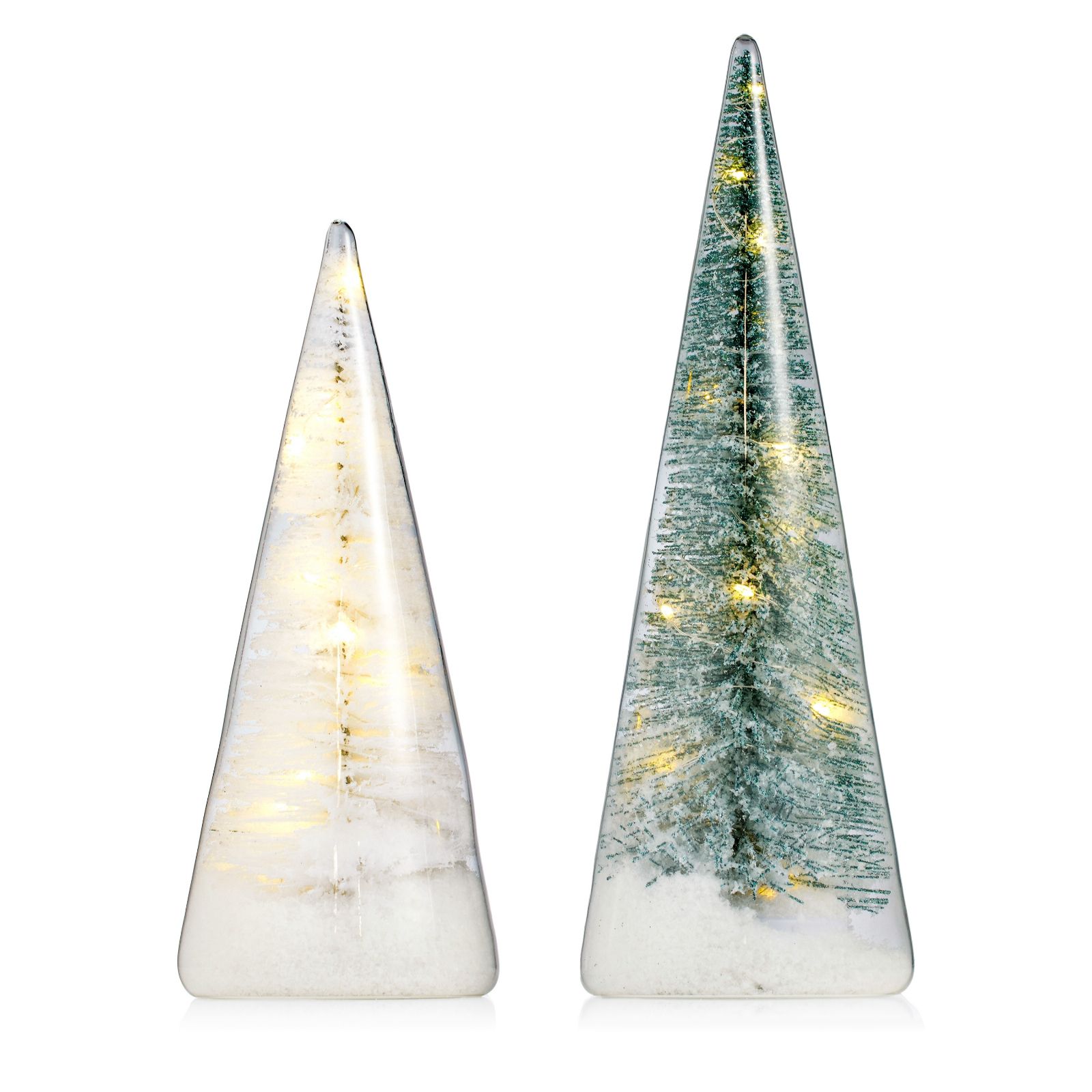Home Reflections Set of 2 Pre-Lit Pine Trees With Faux Snow