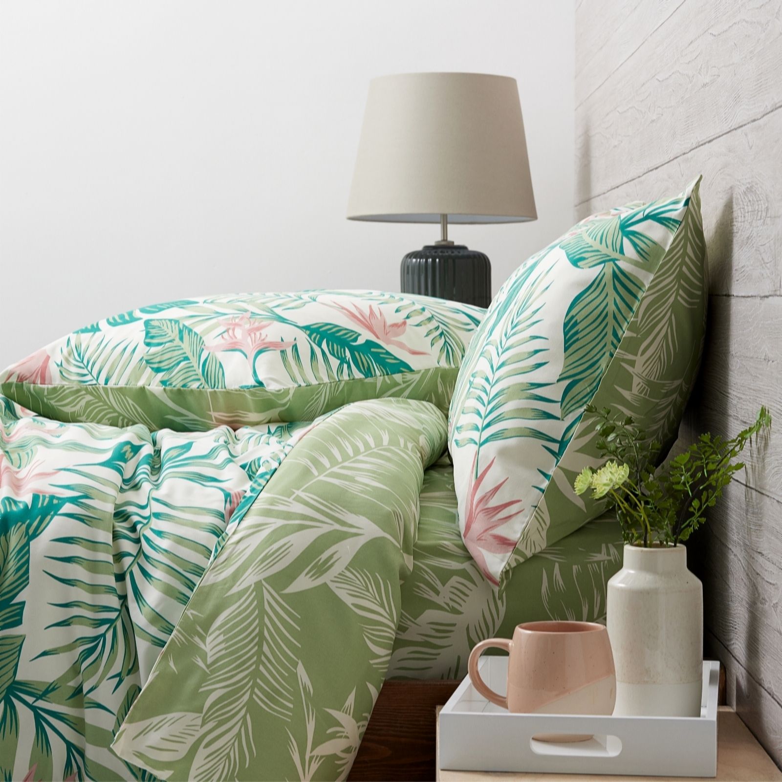 Outlet Cozee Home Palm Print Reversible 4 Piece Duvet Set