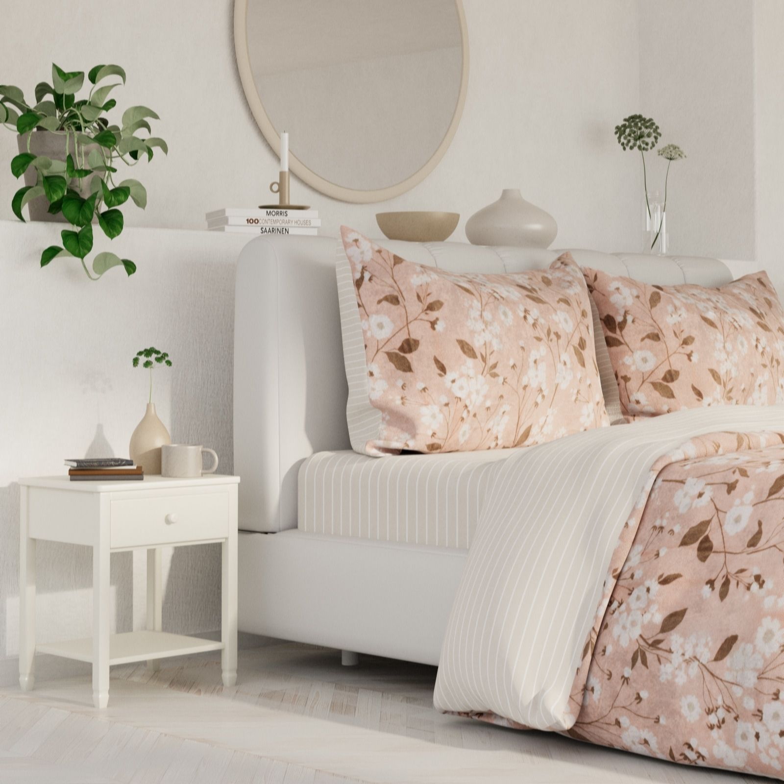 Outlet Cozee Home Reversible Floral Stripe 4 Piece Duvet Set