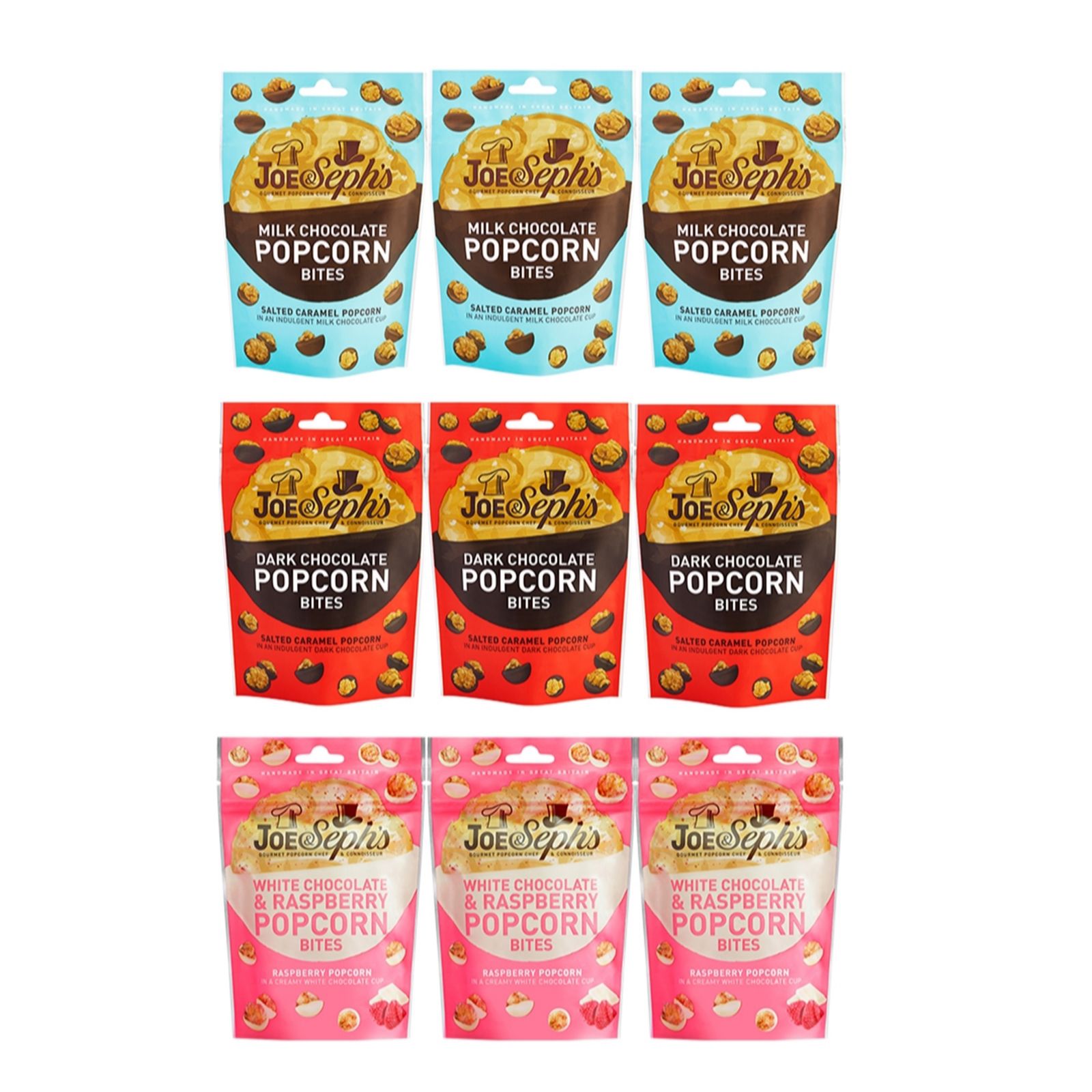 Joe & Seph's Popcorn Bites x9 Assorted 63g Sharing Bags