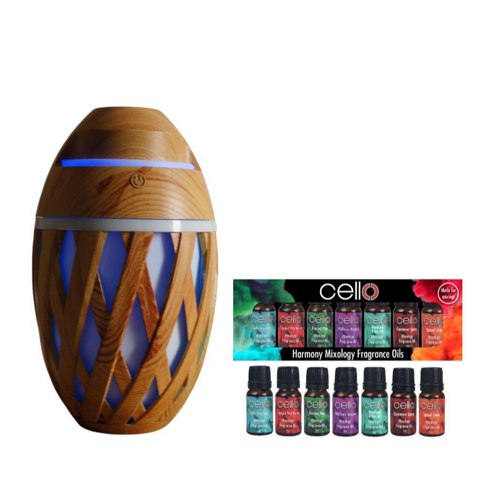 Cello Woven Ultrasonic Diffuser with Set Of 7 Mixology Oils
