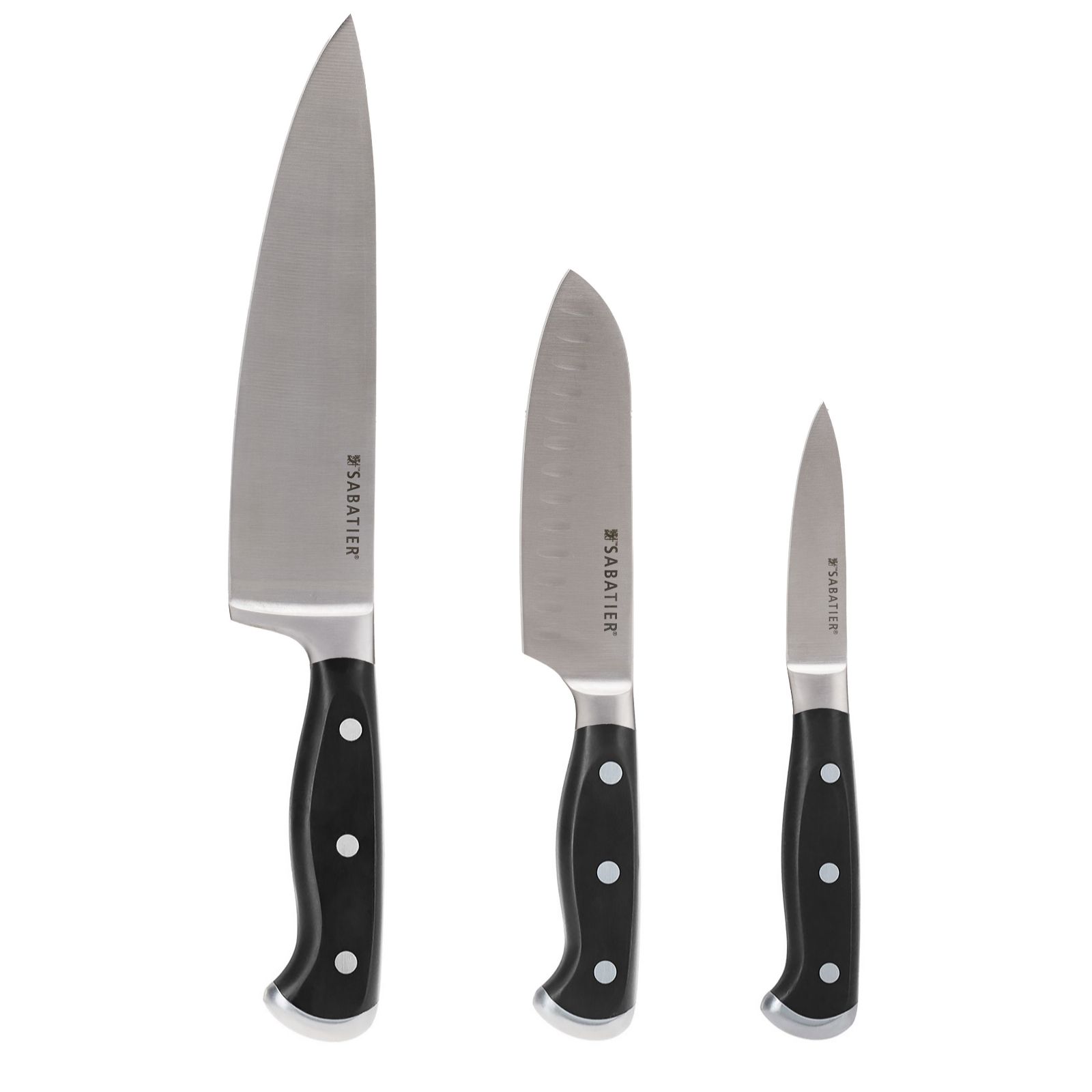 Sabatier Edgekeeper Set of 3 Stainless Steel Knives in Gift Box
