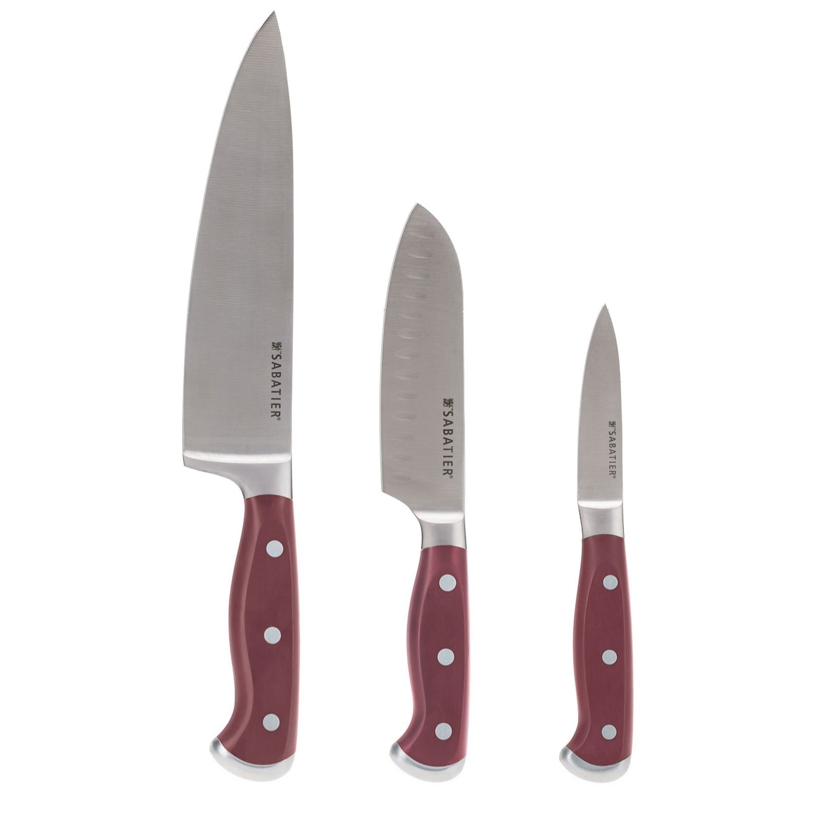 Sabatier Edgekeeper Set of 3 Stainless Steel Knives in Gift Box