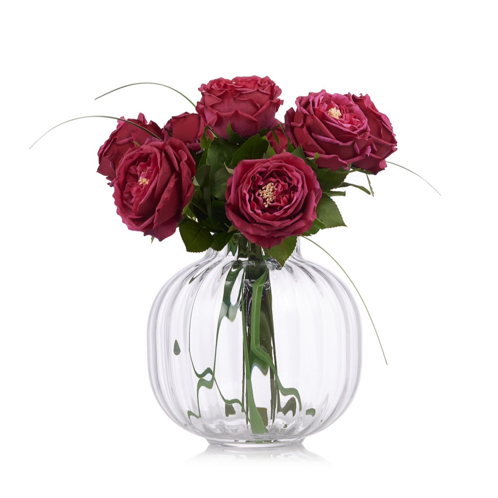 Outlet JM by Julien Macdonald Faux Rose Bouquet in Glass Ball Vase