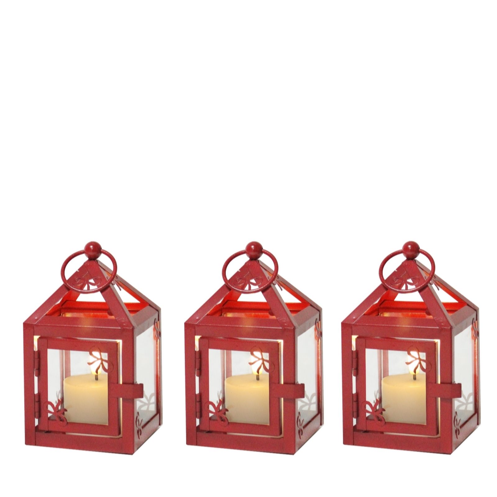 Sara By Sara Davies Set Of 3 Bow Lantern With Flameless Candle
