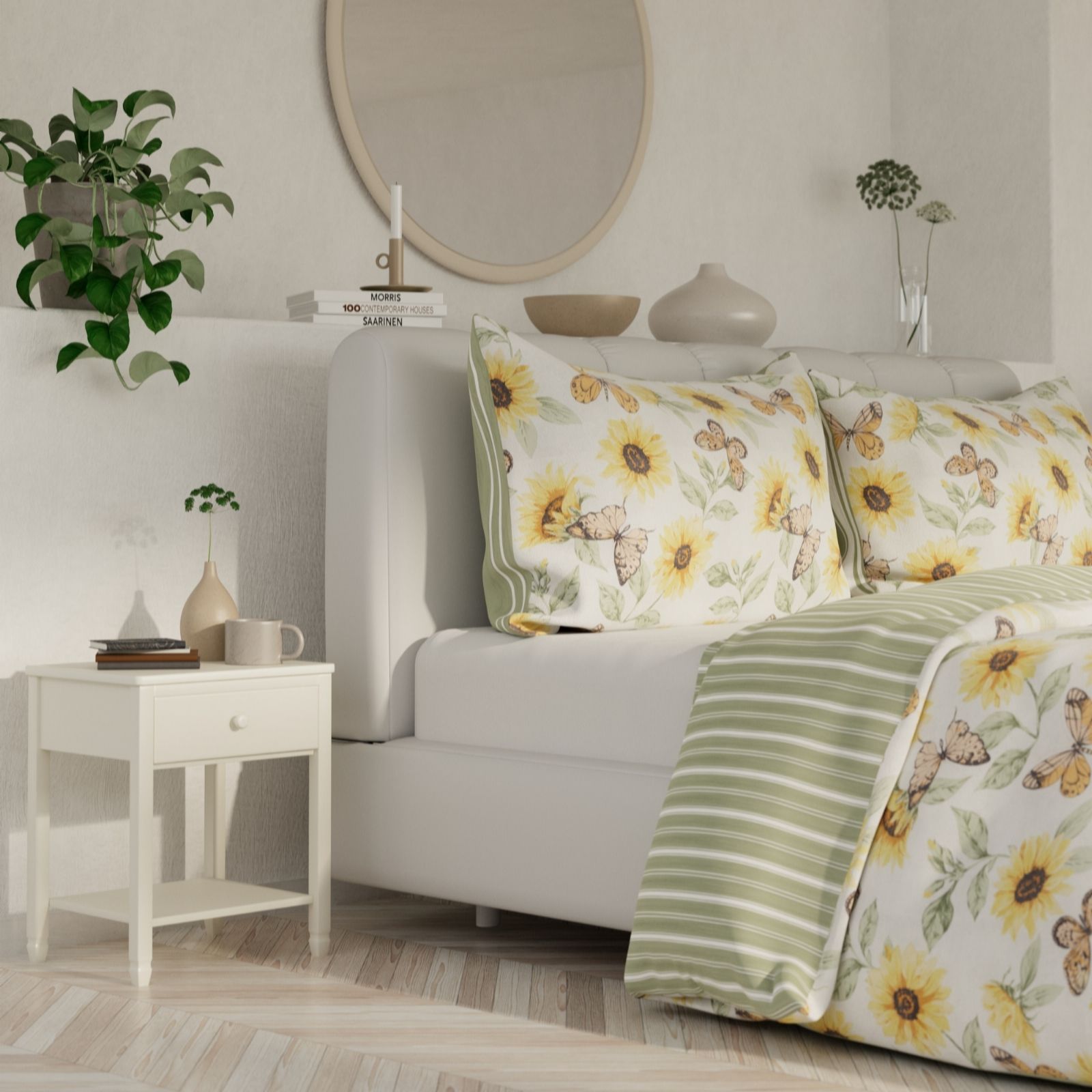 Outlet Cozee Home Sunflower Butterfly 3 Piece Duvet Set