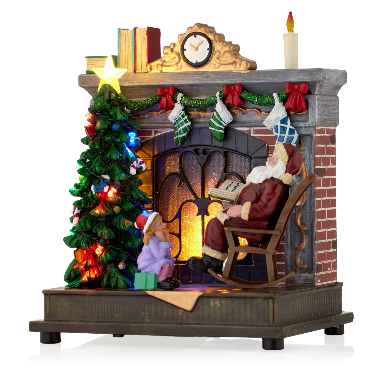 Outlet Santa Express Pre Lit Fireplace Santa Decor