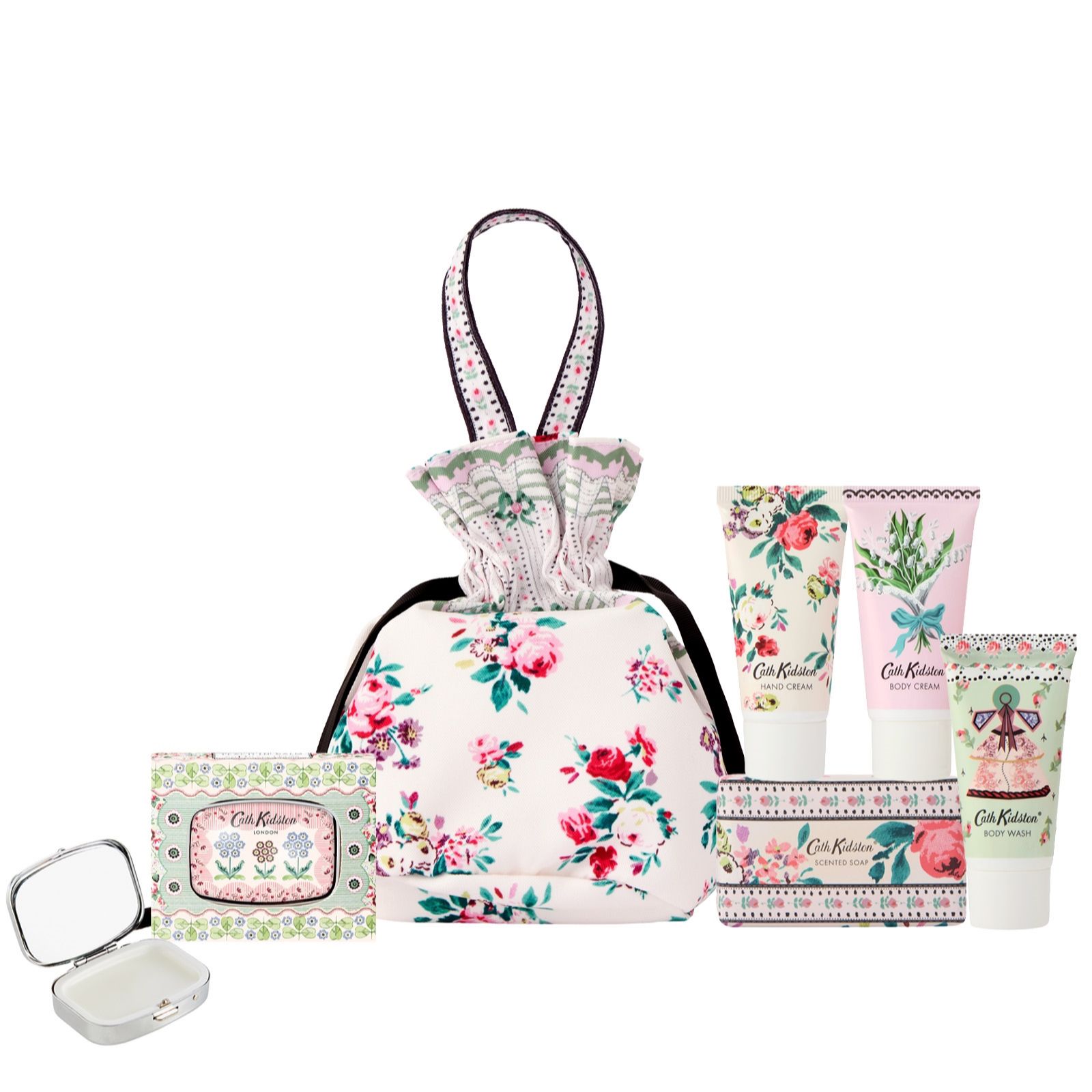 Cath Kidston Wild Flowers Travel Beauty Pouch with Mirror