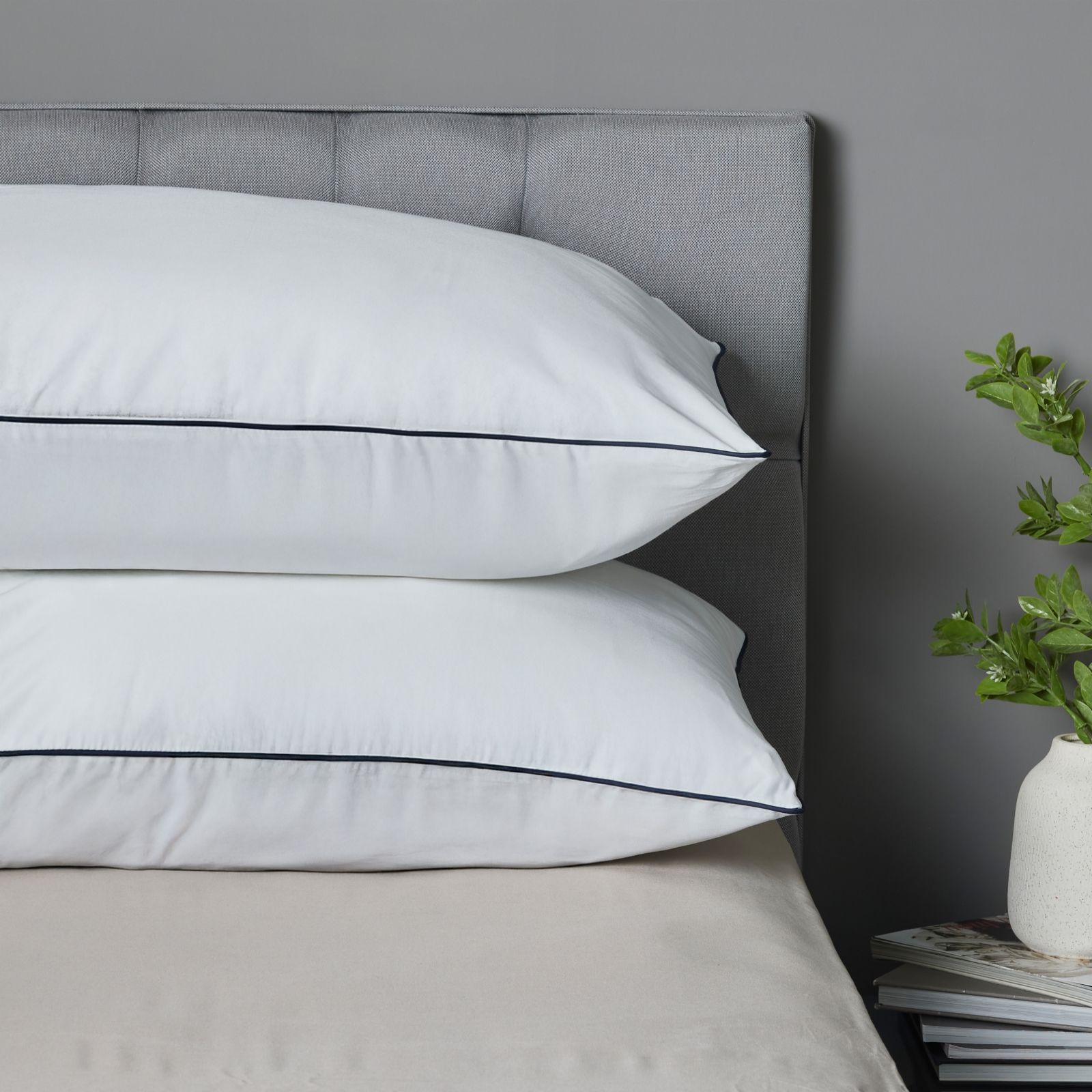 Northern Nights 400TC Bamboo Cotton Standard Pillowcases w/Piping Detail