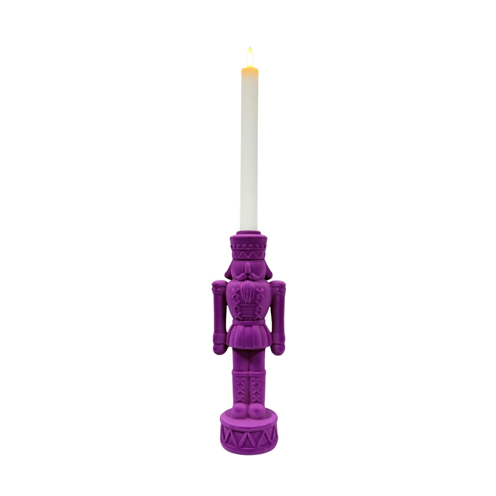 Home Stories Flocked Velvet Nutcracker Candle Holder With LED Candle