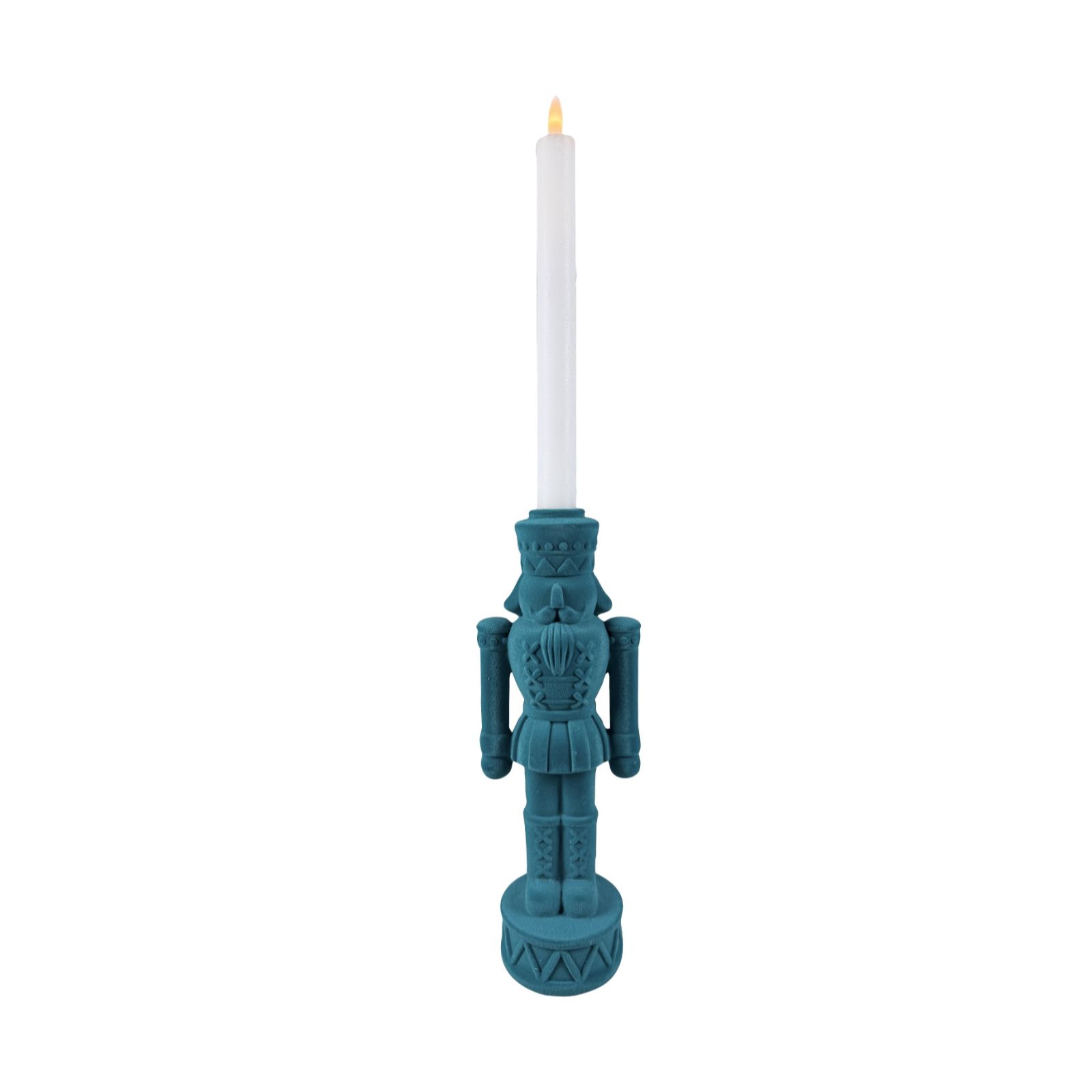 Home Stories Flocked Velvet Nutcracker Candle Holder With LED Candle