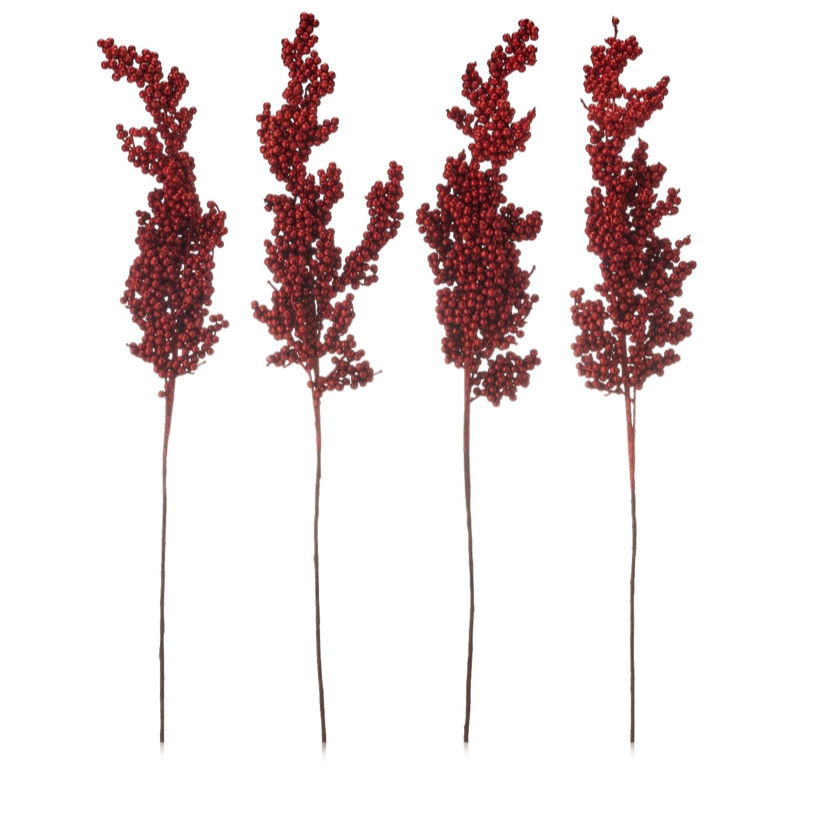 Outlet Home Reflections Set of 4 Glitter Berry Stems - QVC UK