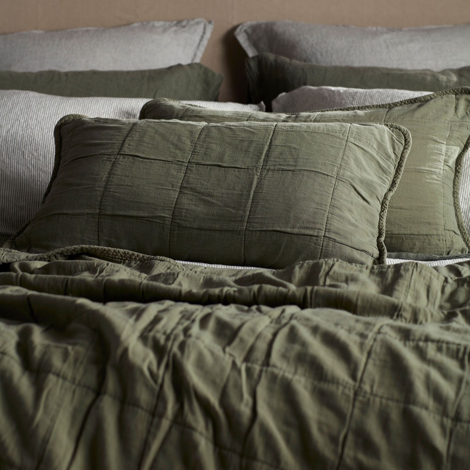 Secret Linen Store Finn 100% Cotton Quilted 2 Rectangle Cushion Cover