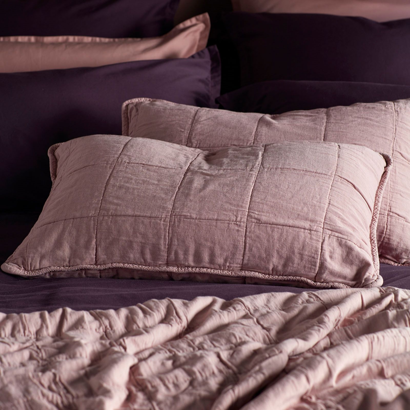 Secret Linen Store Finn 100% Cotton Quilted 2 Rectangle Cushion Cover