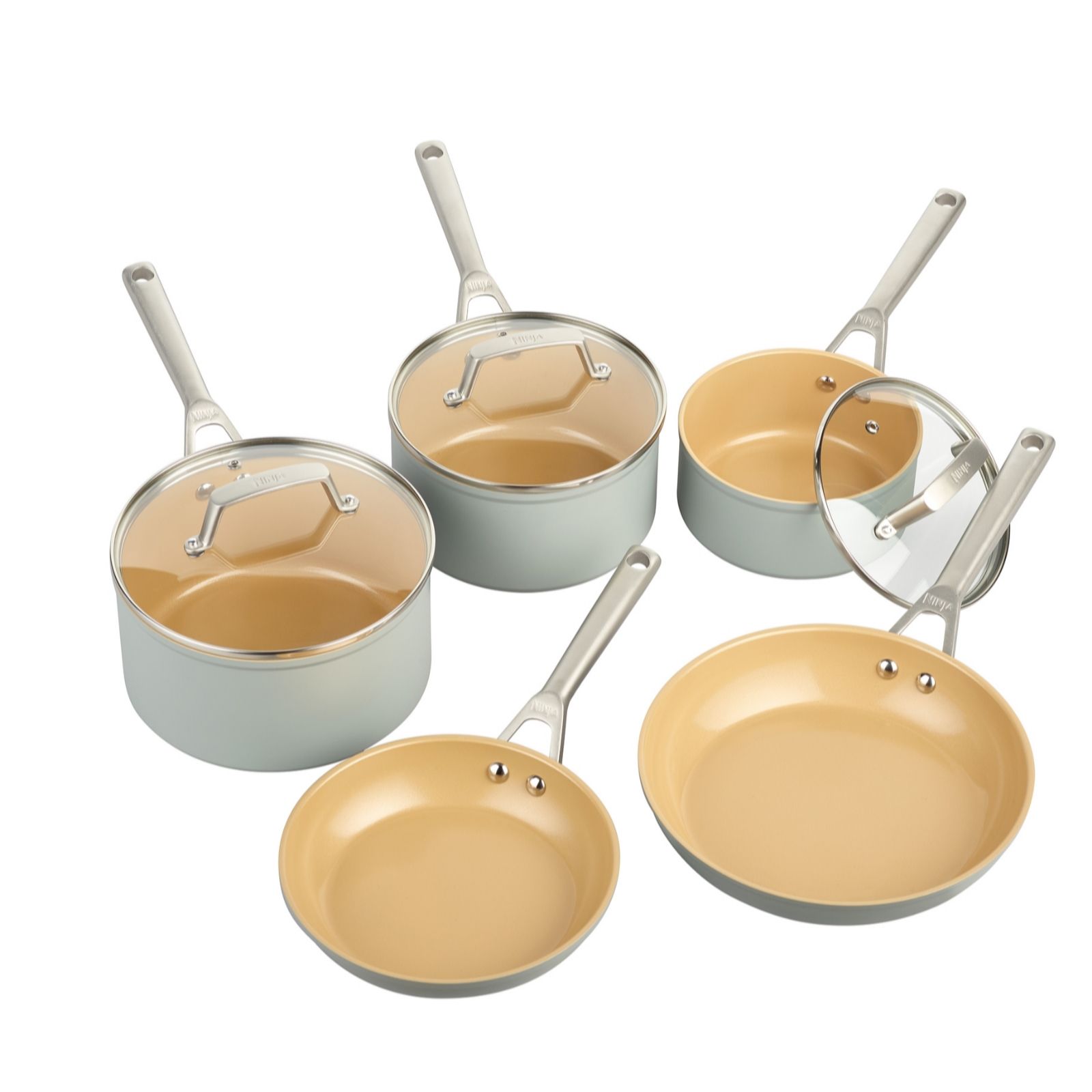 Ninja Extended Life Ceramic 5-Piece Frying Pan & Saucepan Set
