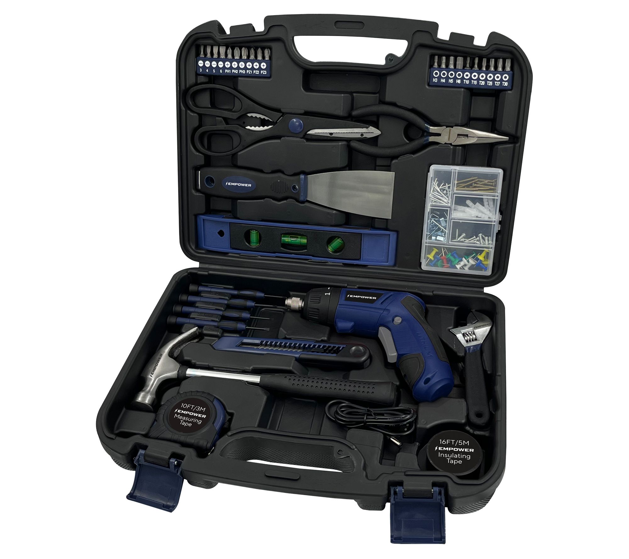 "As Is" EMPOWER 3.6V Cordless Screwdriver w/ 134pc Tool Set & Storage