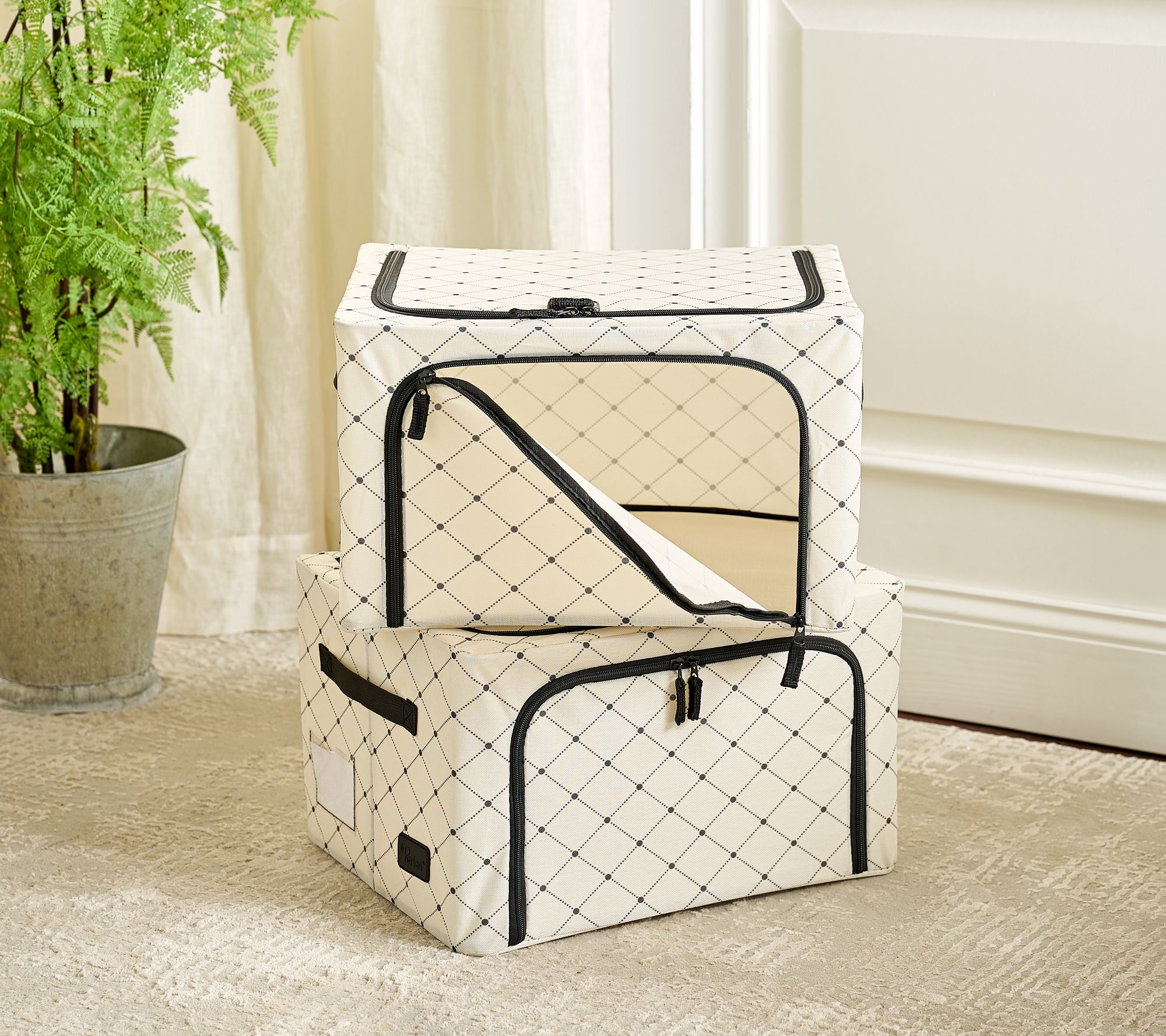 Periea Set of 2 Small All Fabric Collapsible Boxes - QVC.com