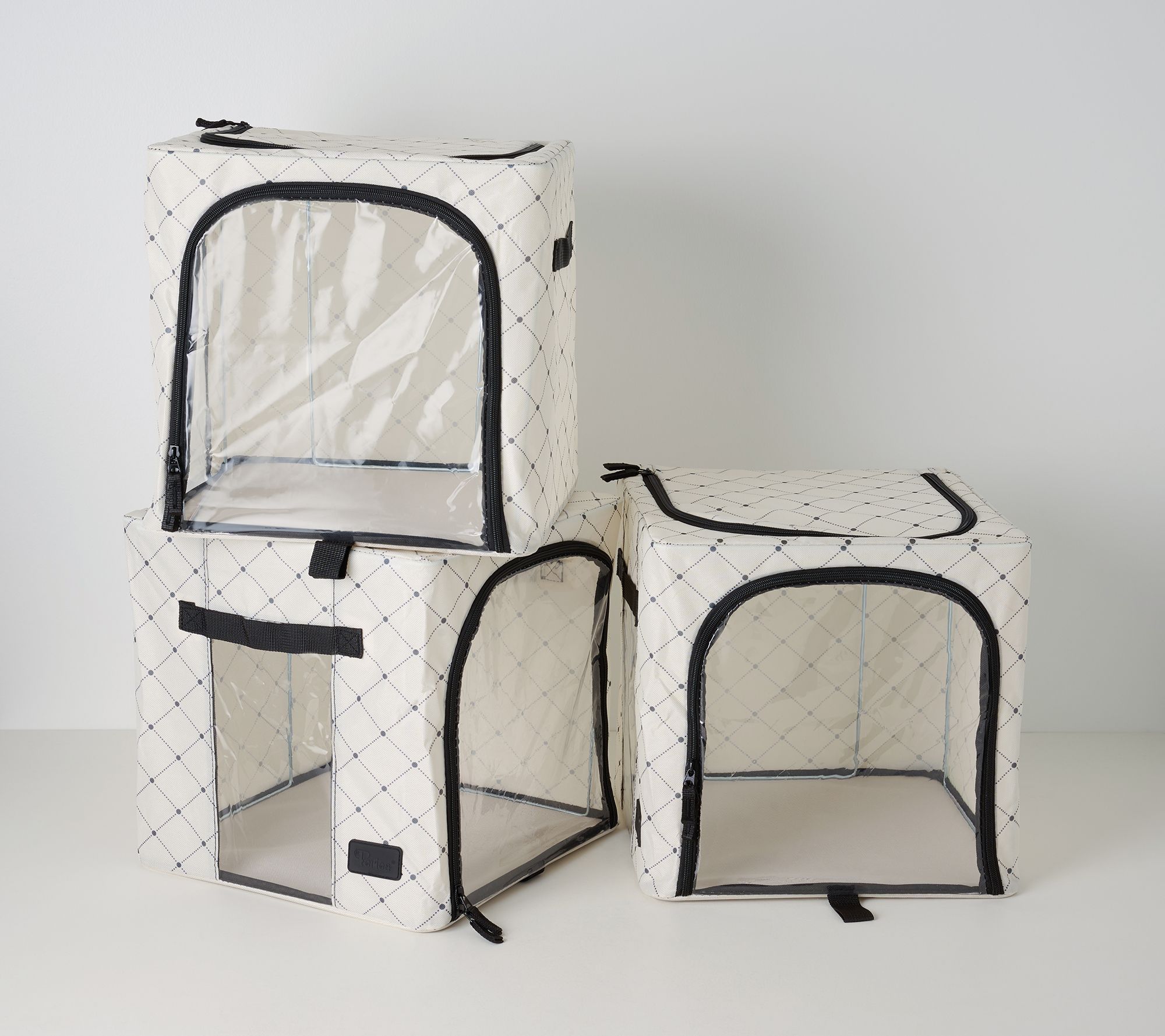 Periea Set of 3 Modular Cube Storage Boxes with Zip Top