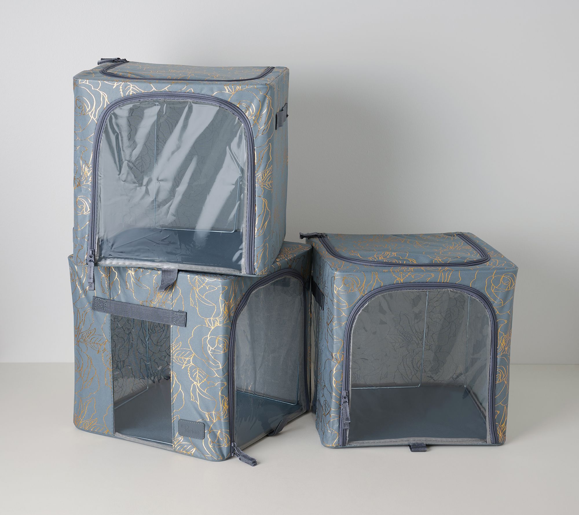 Periea Set of 3 Modular Cube Storage Boxes with Zip Top