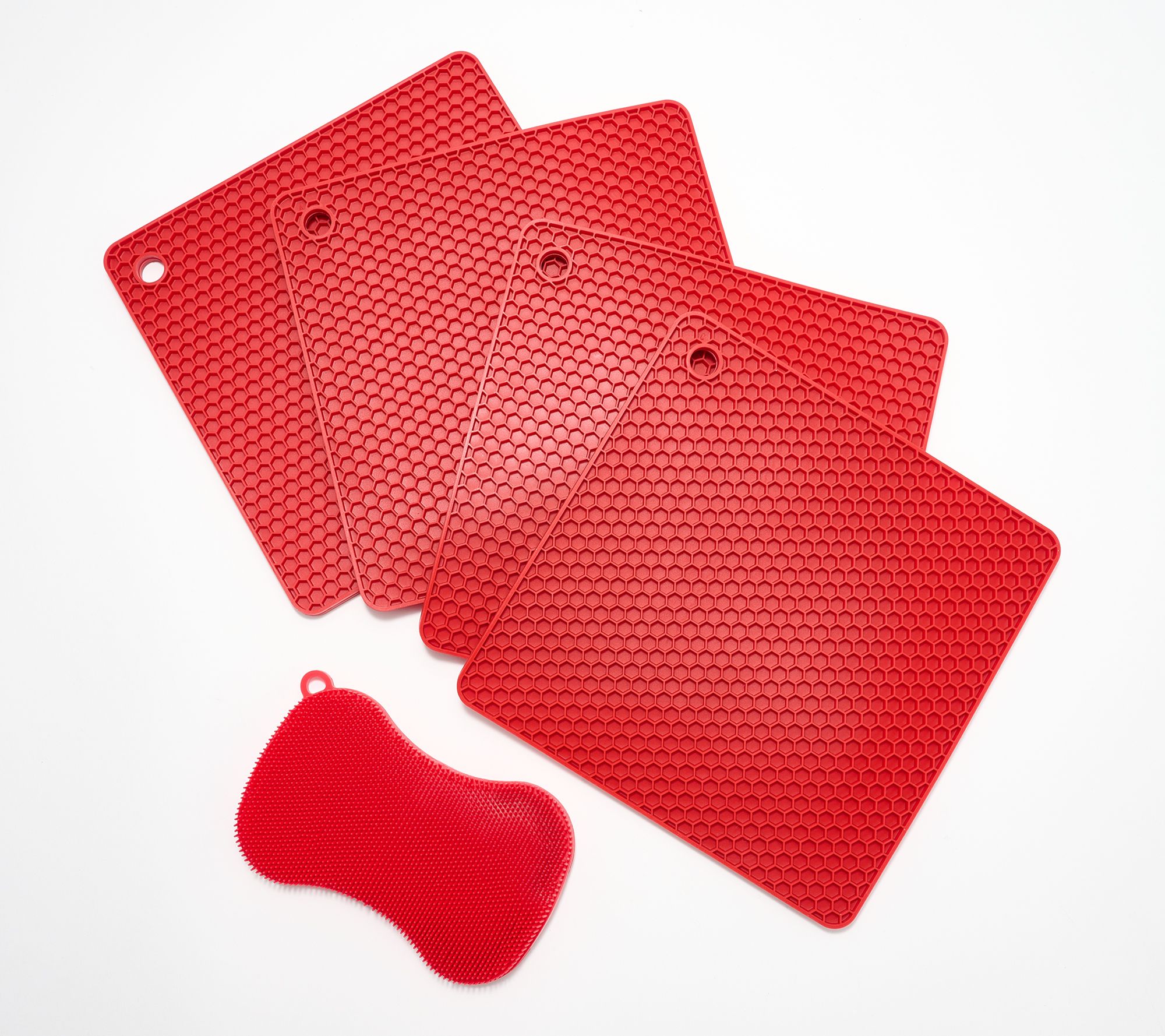 Kochblume Set of 4 Square Silicone Drying Mats w/ Silicone Sponge