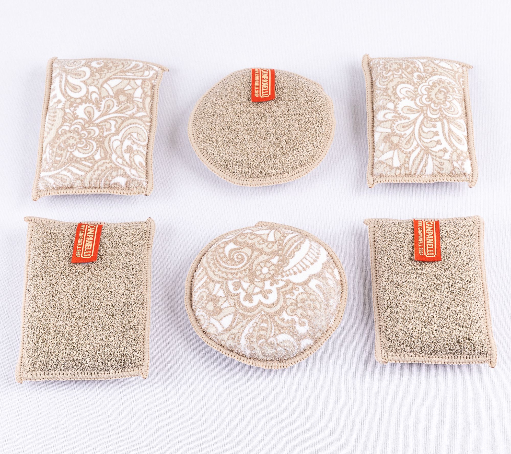 CAMPANELLI Microfiber & Diamondfiber Washable 6 pc Sponge Set