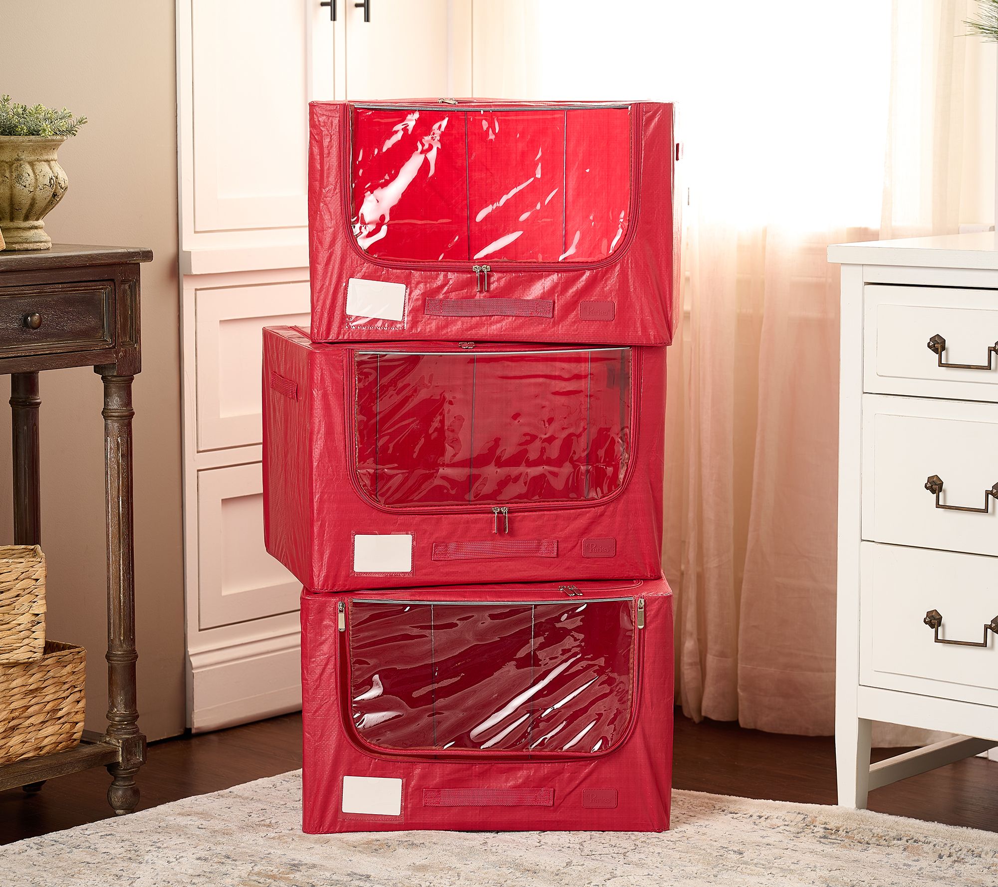 "As Is" Periea Set of 3 Large Collapsible Tarp Storage Boxes