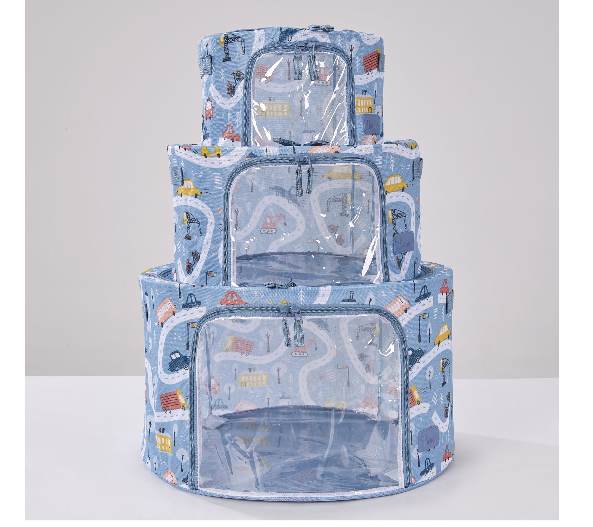 Periea Set of 3 Round Childrens Collapsible Storage Boxes