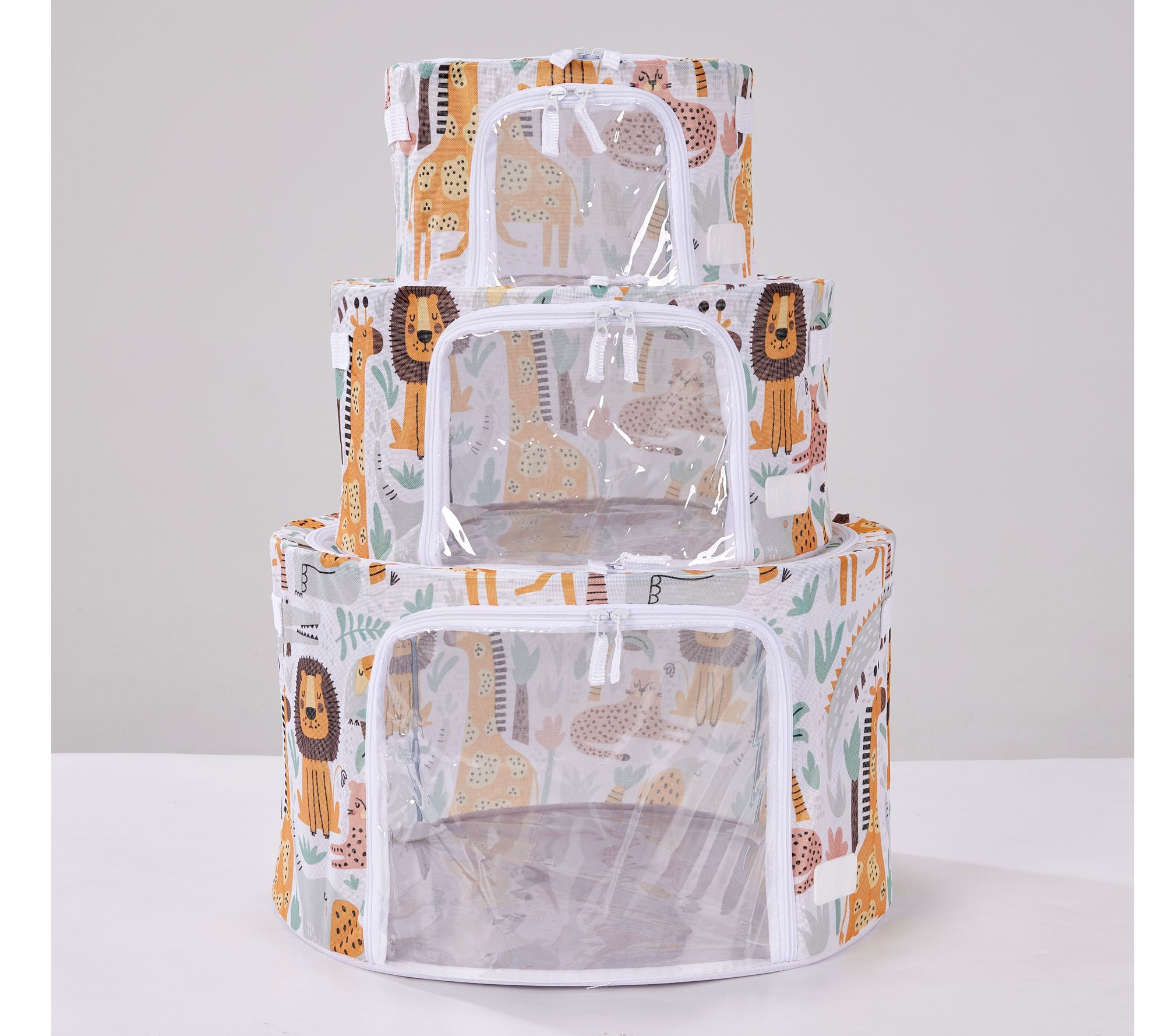 Periea Set of 3 Round Childrens Collapsible Storage Boxes