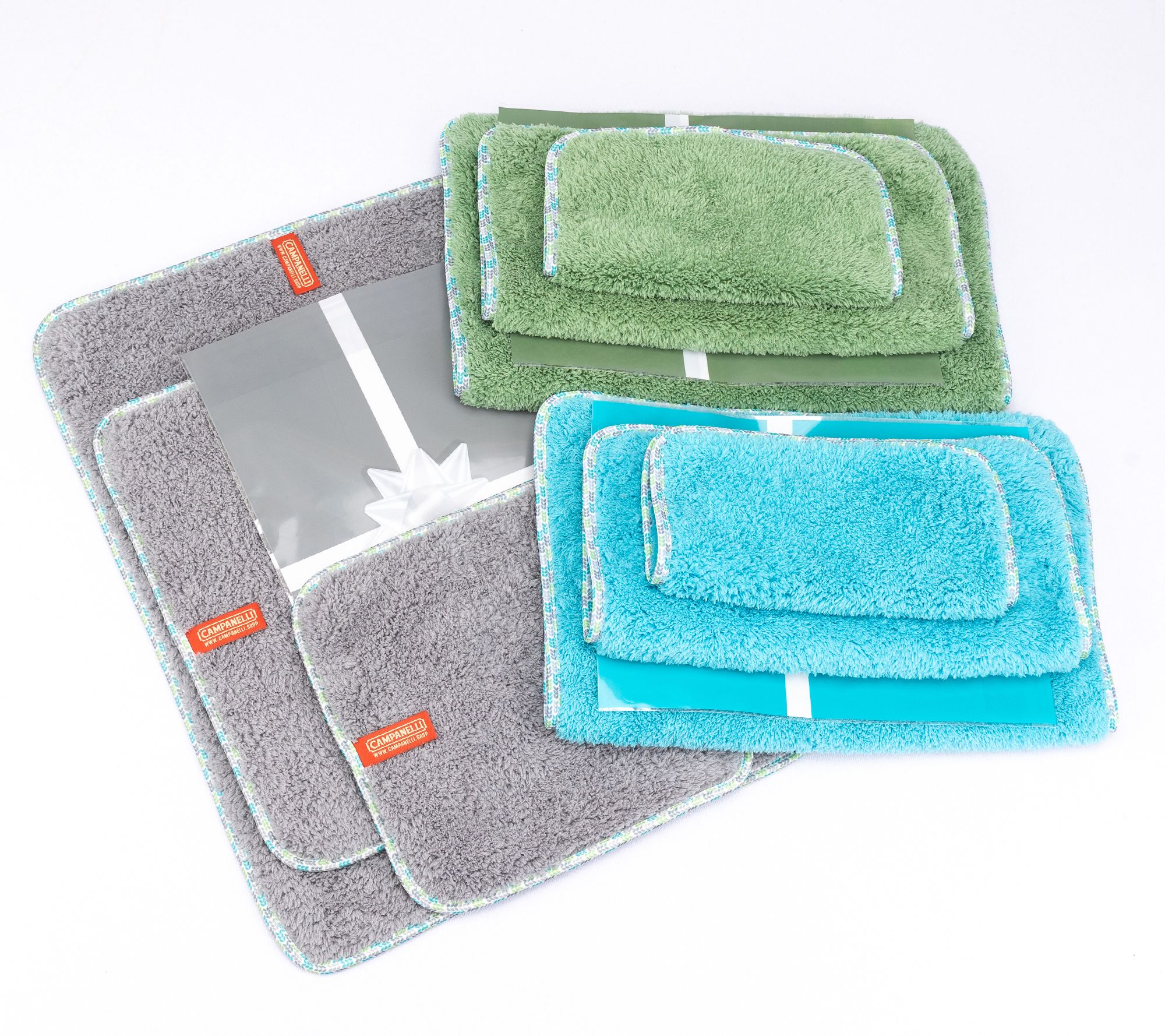 CAMPANELLI 9pc Puppyfur Towel Set in (3) Gift Bags