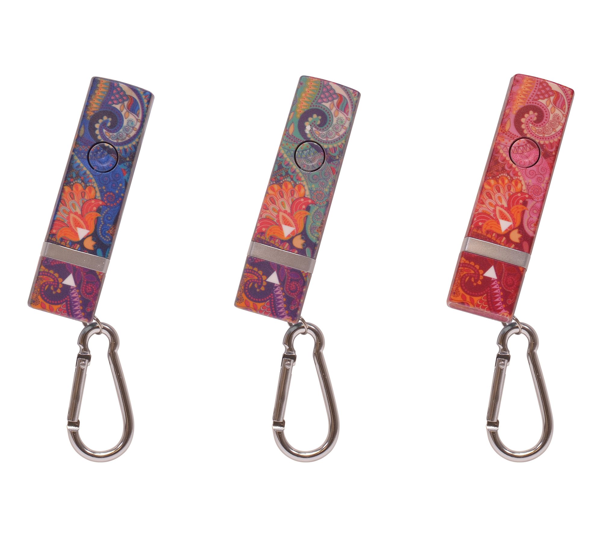 SecureBrite Set of 3 Lipstick Safety Alarms w/ Flashlight