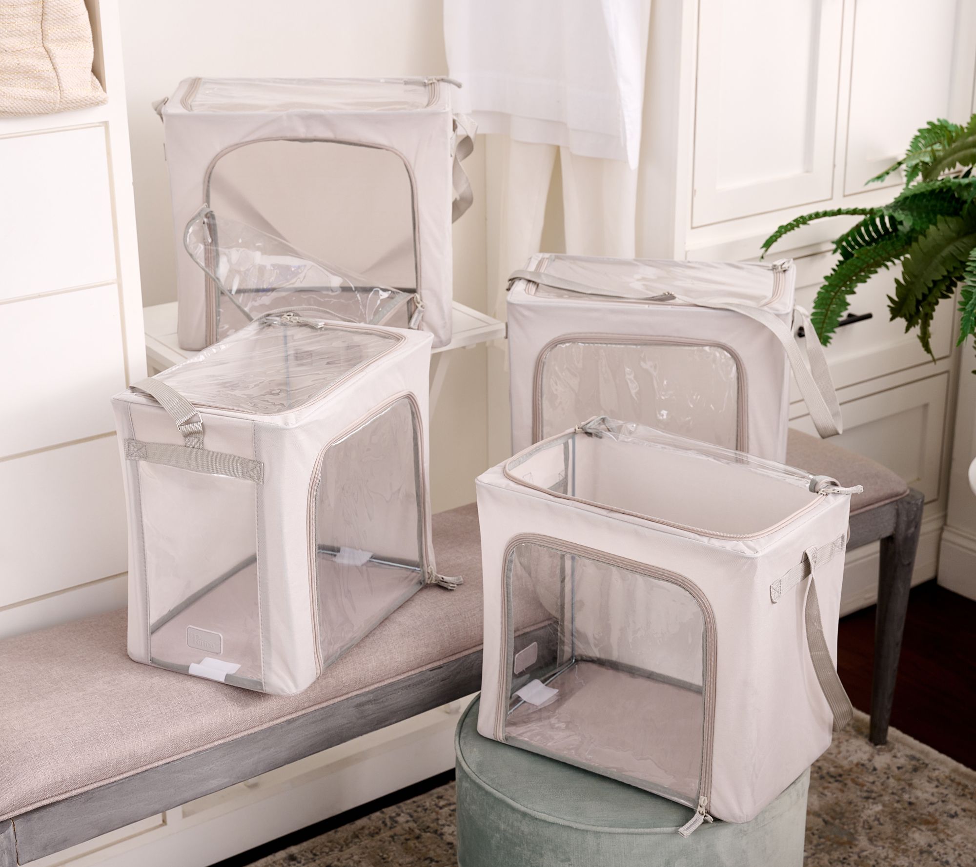 "As Is" Periea Set of 4 Collapsible Storage Boxes w/ Carry Strap