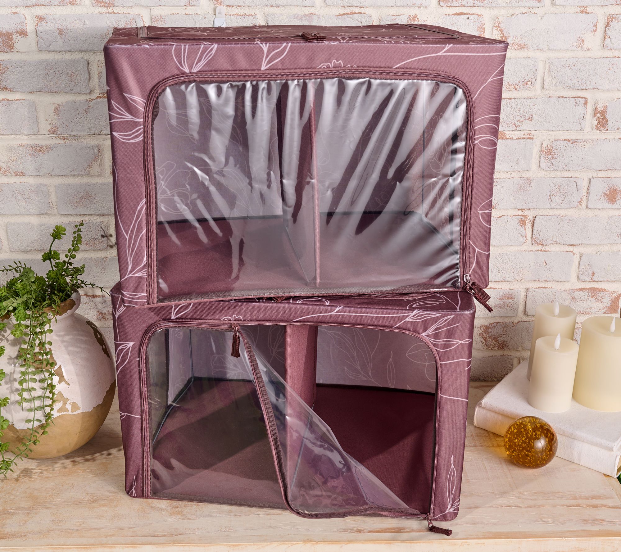 Periea Set of 2 Large Collapsible Storage Boxes with Divider