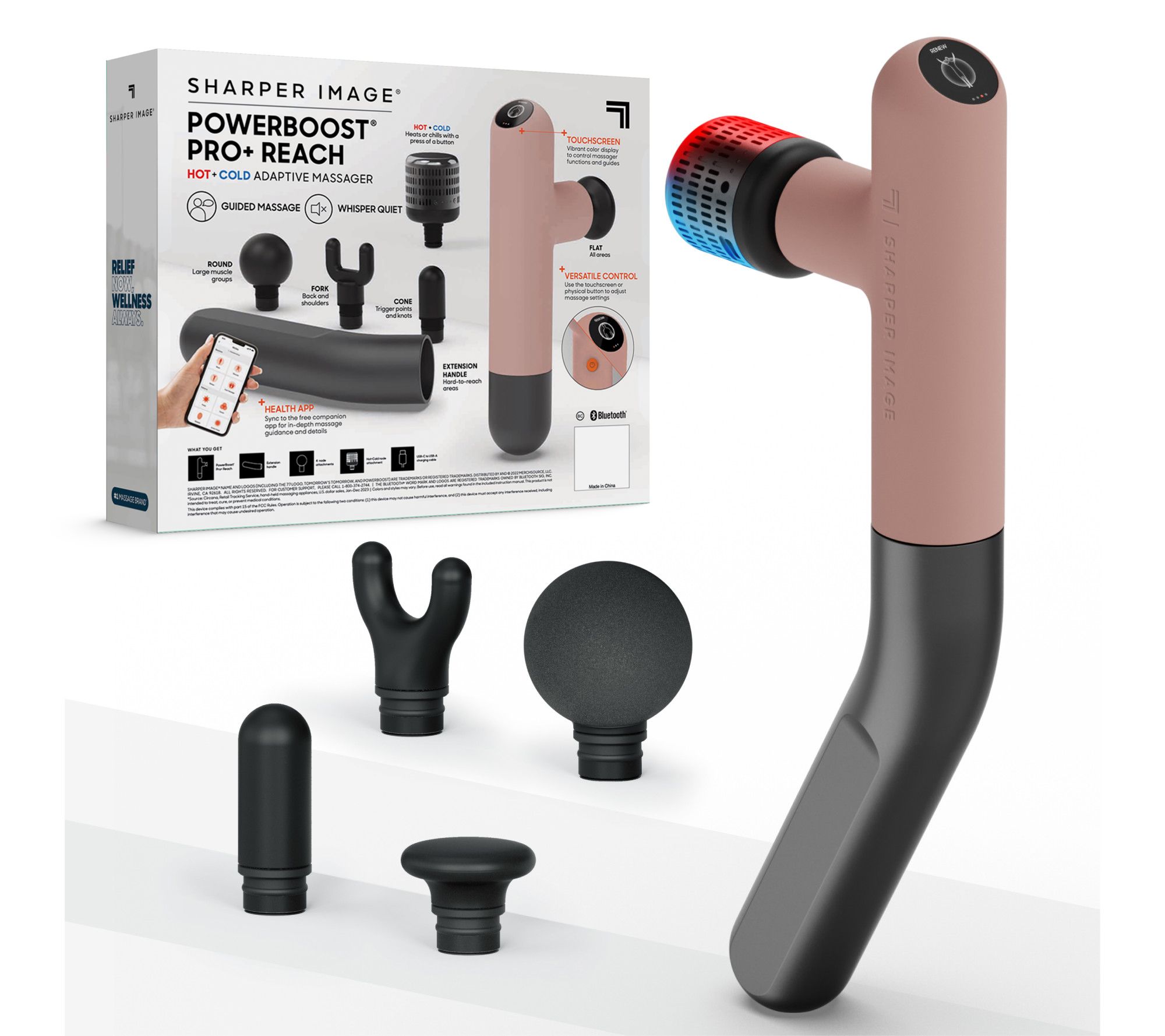 Sharper Image Powerboost Pro+ ReachPercussion Massager with 5 Attachments