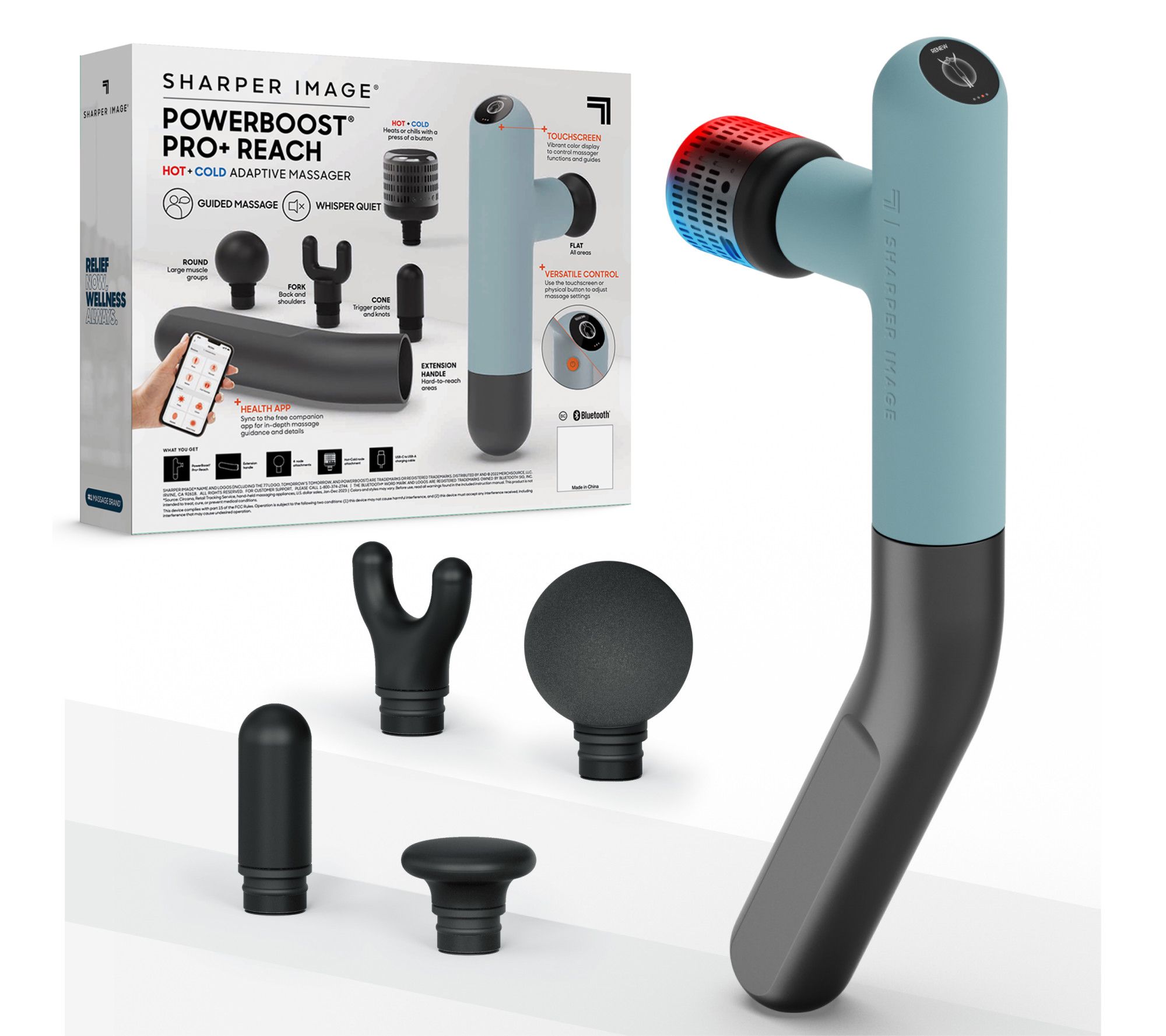 Sharper Image Powerboost Pro+ ReachPercussion Massager with 5 Attachments