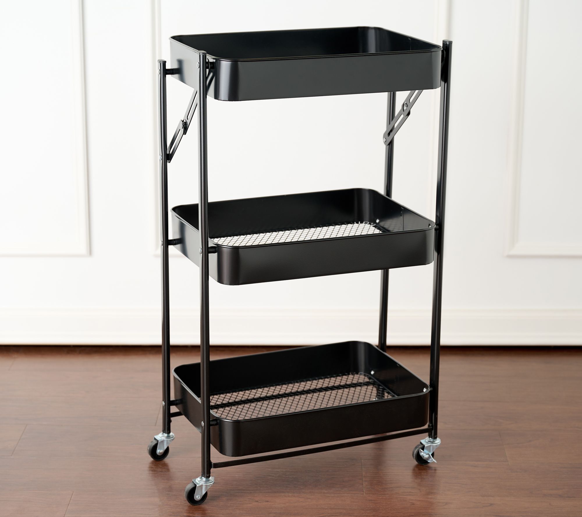 P.S. Home 3 Tier Collapsible Metal Cart with Wheels