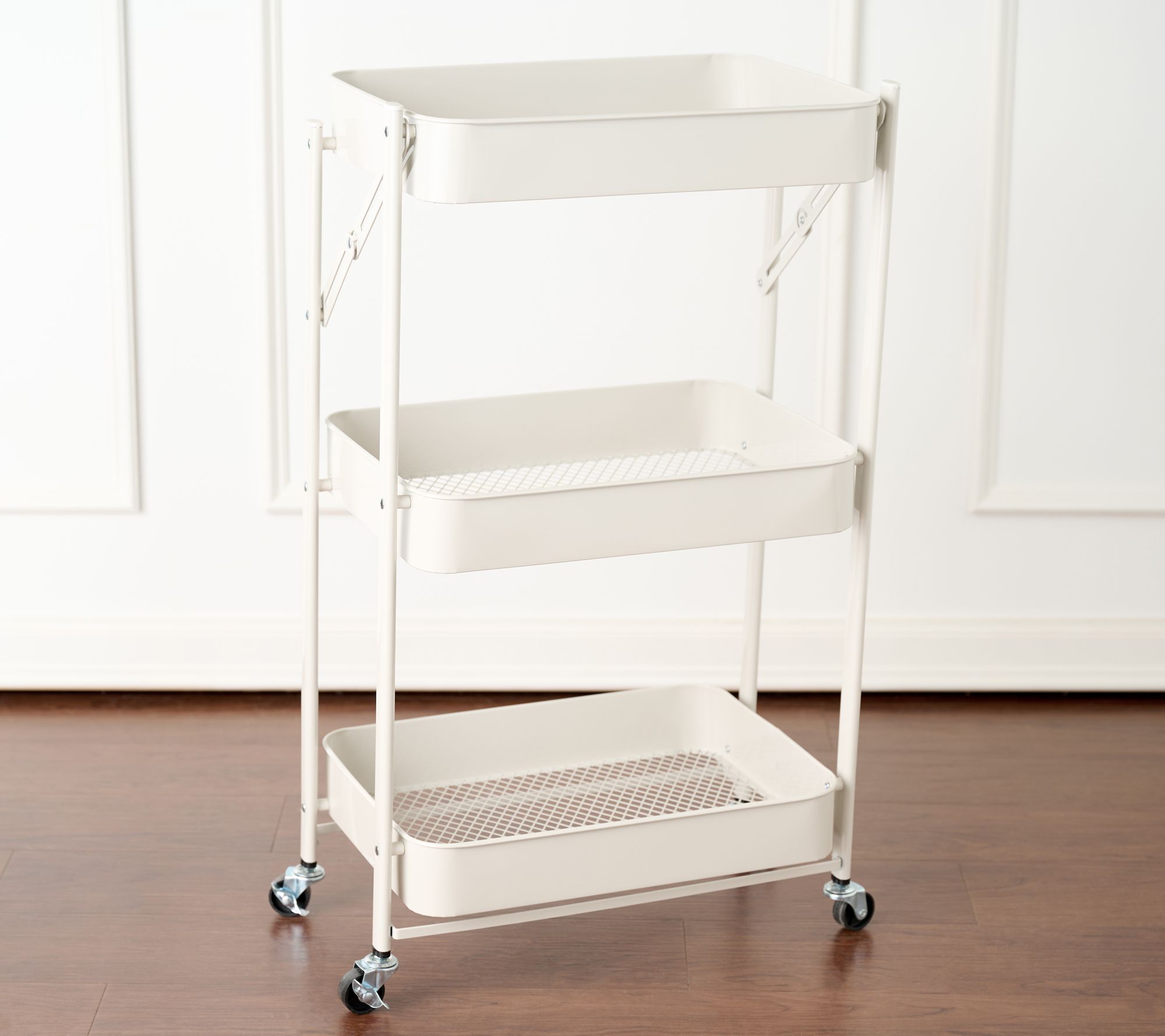 P.S. Home 3 Tier Collapsible Metal Cart with Wheels