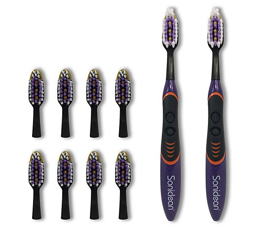 Soniclean Pro One (2) Toothbrushes with 8 BrushHeads