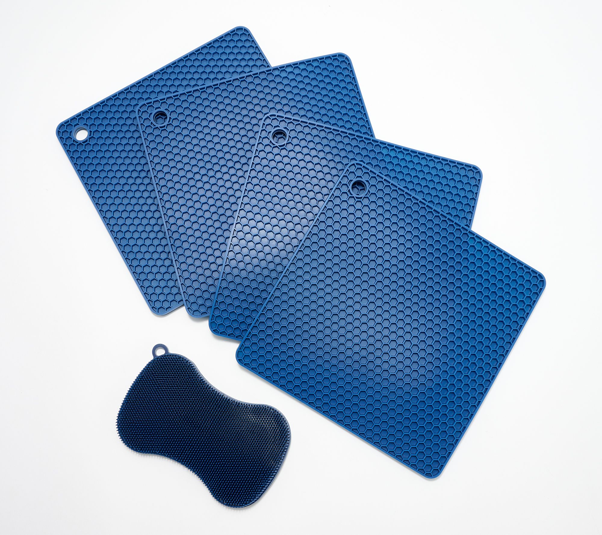 "As Is" Kochblume Set of 4 Square Silicone Dry Mats w/ Sponge