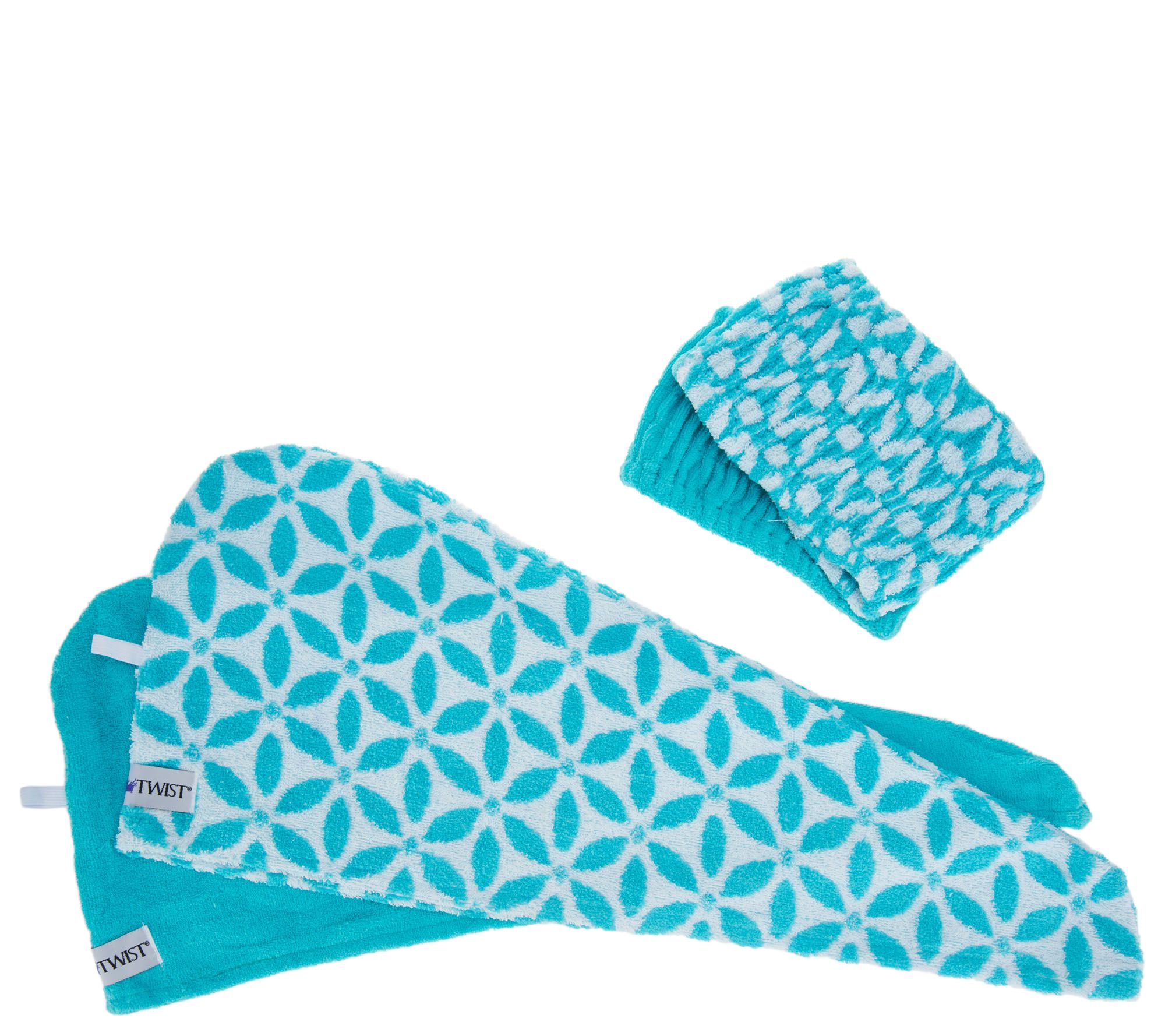 S/4 Solid & Printed 100 Cotton Turbie Hair Towels & Bands