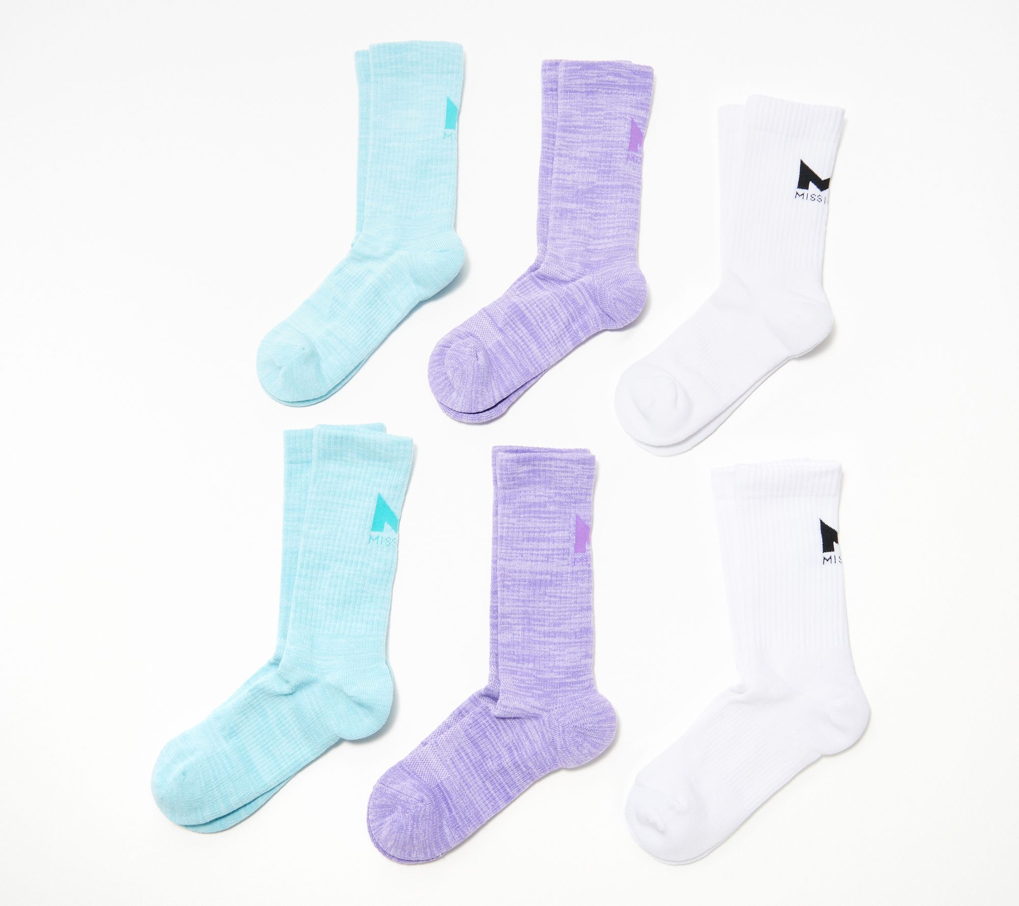 Mission Set of 6 Dry & Cool Pinnacle Crew Socks