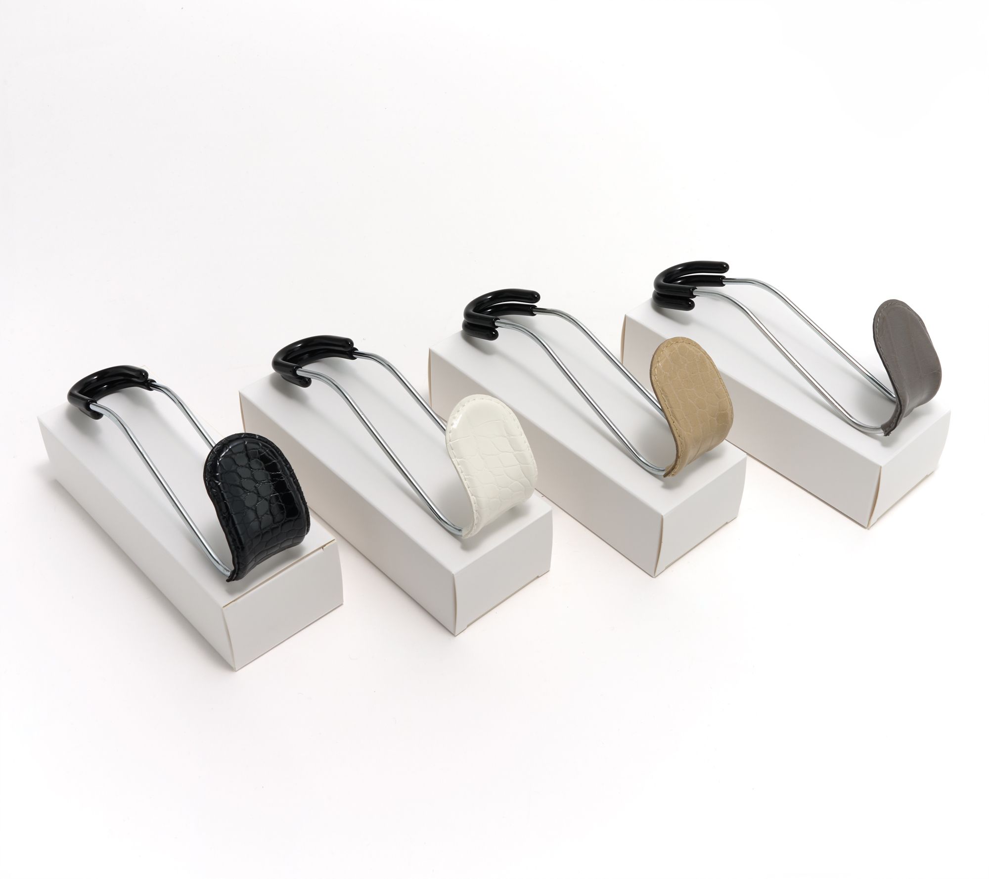 High Road Set of 4 Faux Croc Leather Car Hooks with Gift Boxes