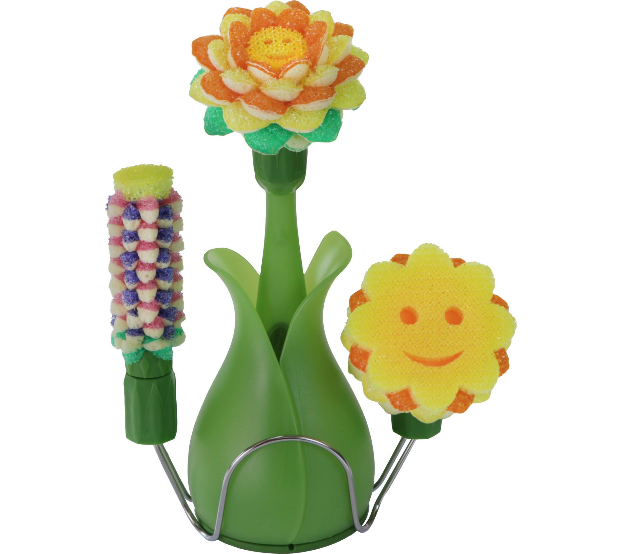 "As Is" Scrub Daisy Dish Cleaning Soap Wand w/ Vase & Scrub Heads